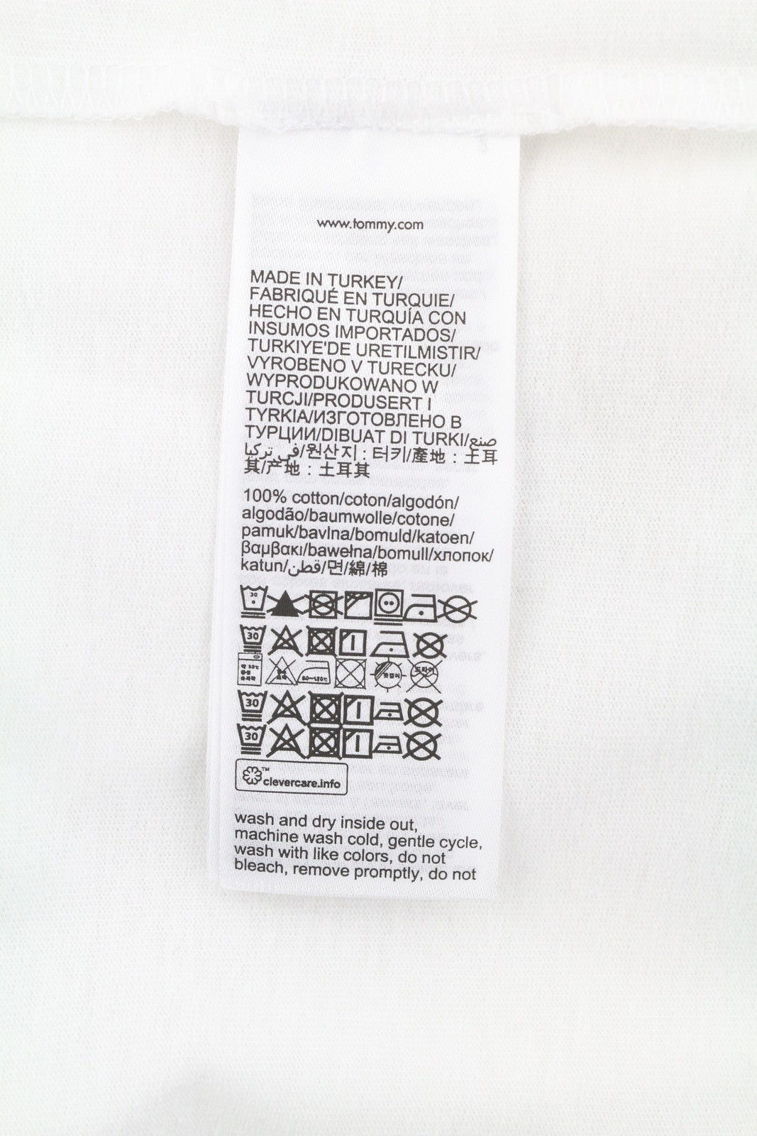 TOMMY HILFIGER Men T-Shirt XL White Crew Neck Front Logo Tricot Short Sleeve