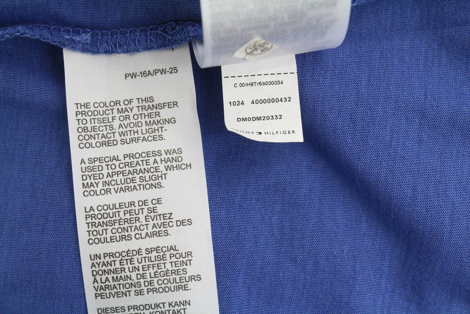 TOMMY HILFIGER Slim Washed Pocx Men T-Shirt L Blue Crew Neck Tricot Short Sleeve