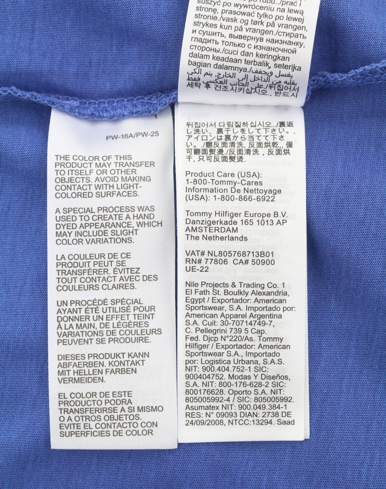 TOMMY HILFIGER Slim Washed Pocx Men T-Shirt L Blue Crew Neck Tricot Short Sleeve