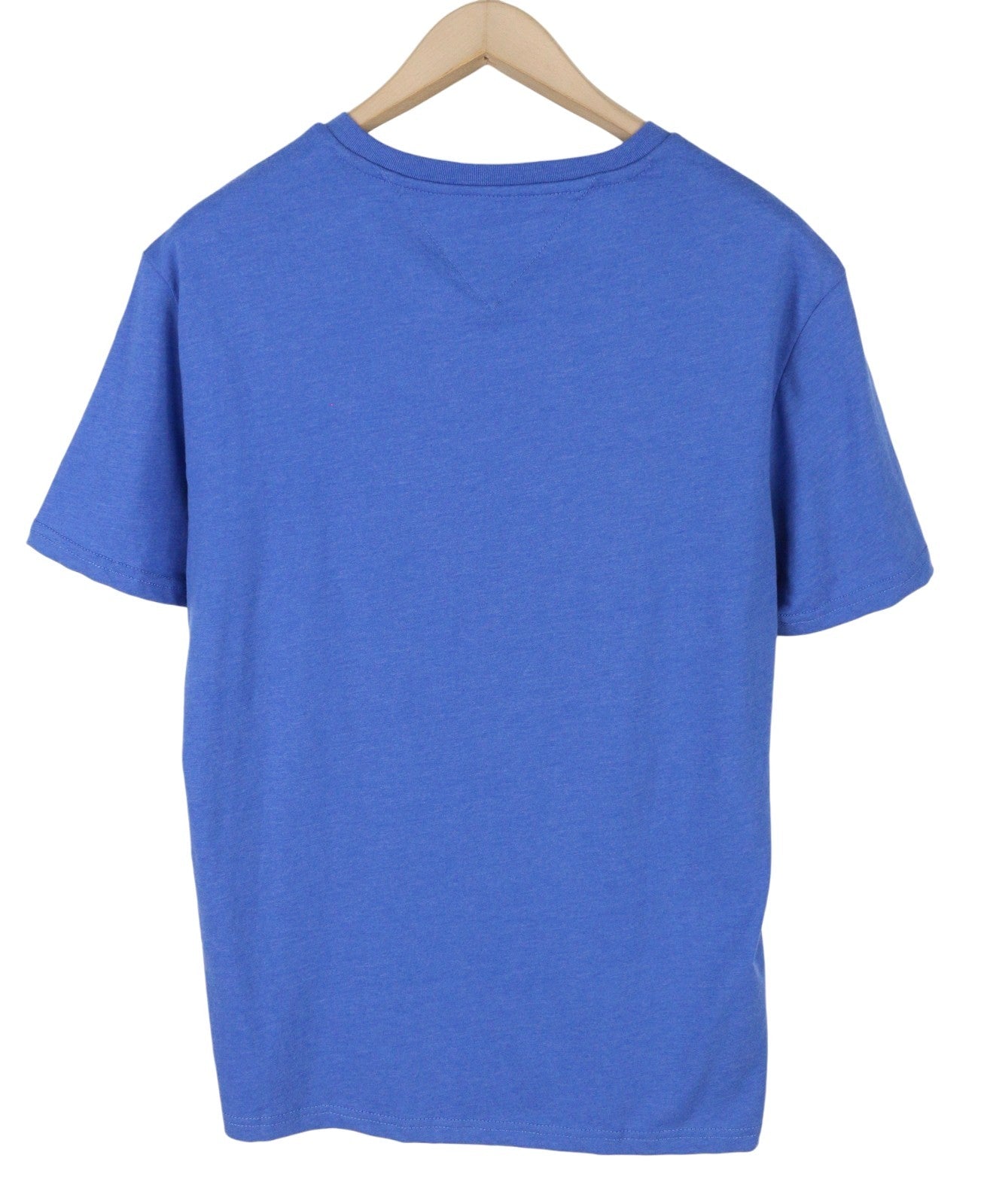 TOMMY HILFIGER Slim Jaspe Men T-Shirt M Blue Melange V-Neck Tricot Short Sleeve