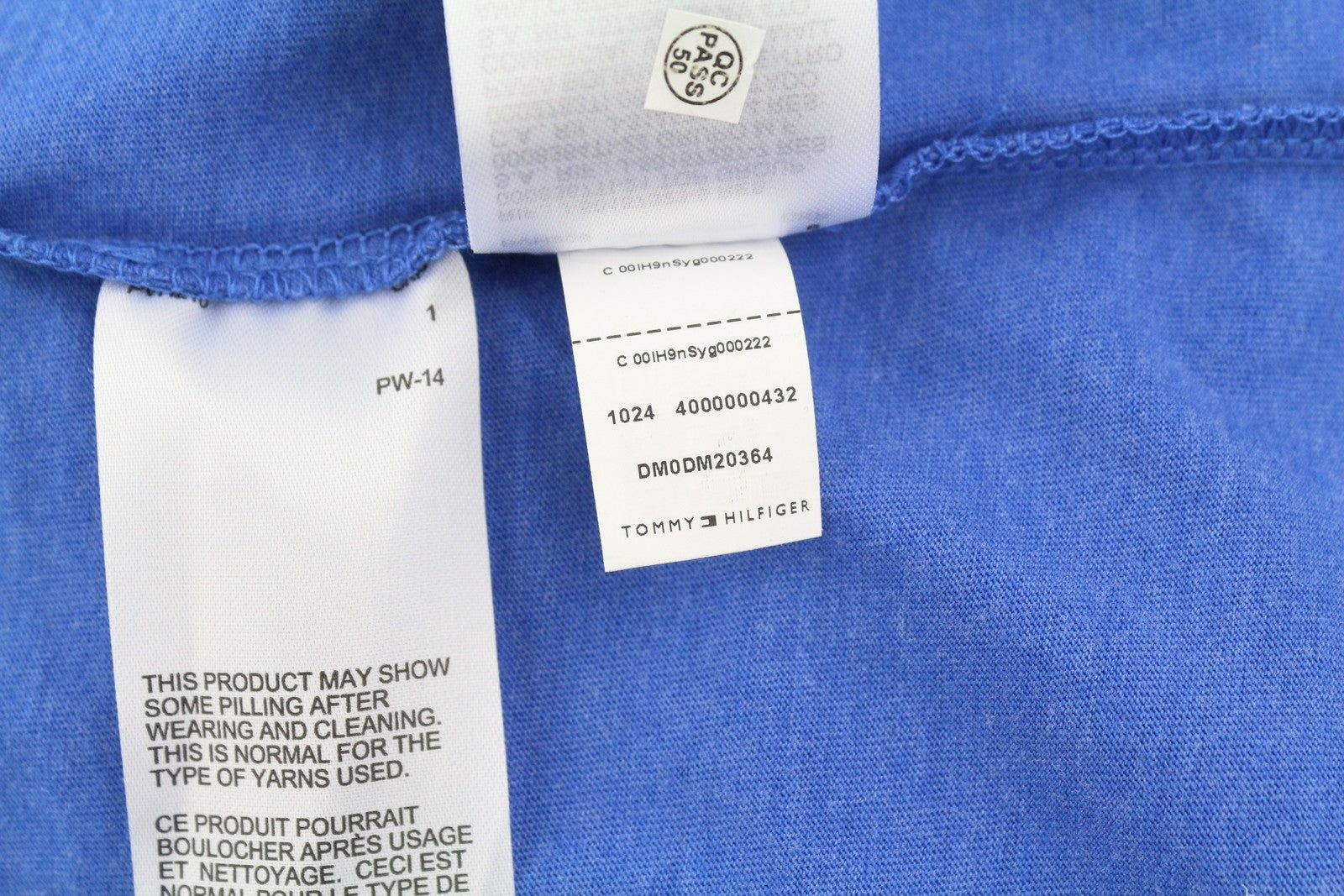 TOMMY HILFIGER Slim Jaspe Men T-Shirt L Blue Melange V-Neck Tricot Short Sleeve