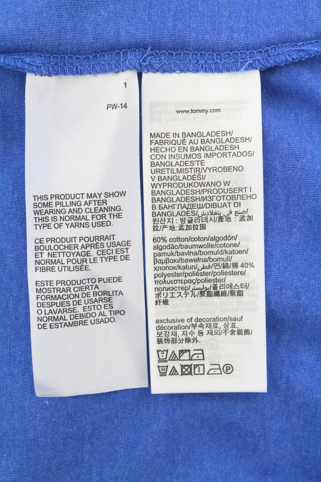 TOMMY HILFIGER Slim Jaspe Men T-Shirt L Blue Melange V-Neck Tricot Short Sleeve