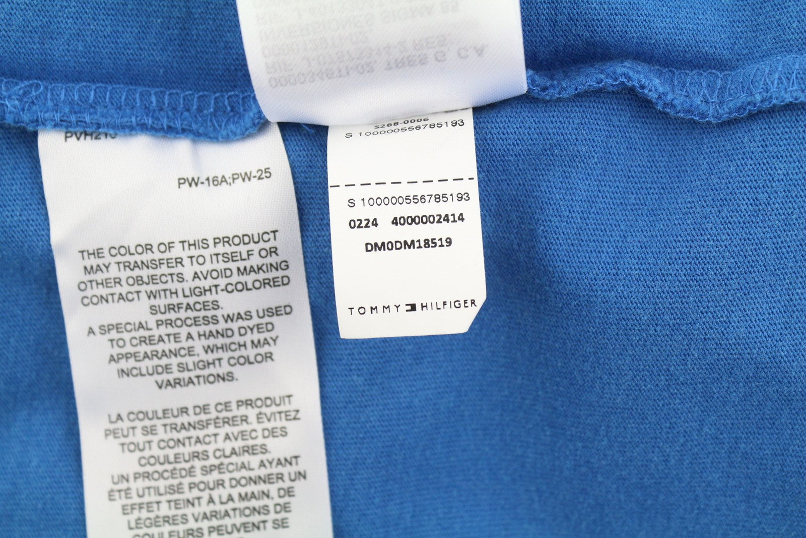 TOMMY HILFIGER Men T-Shirt M Blue Crew Neck Front Logo Tricot Short Sleeve