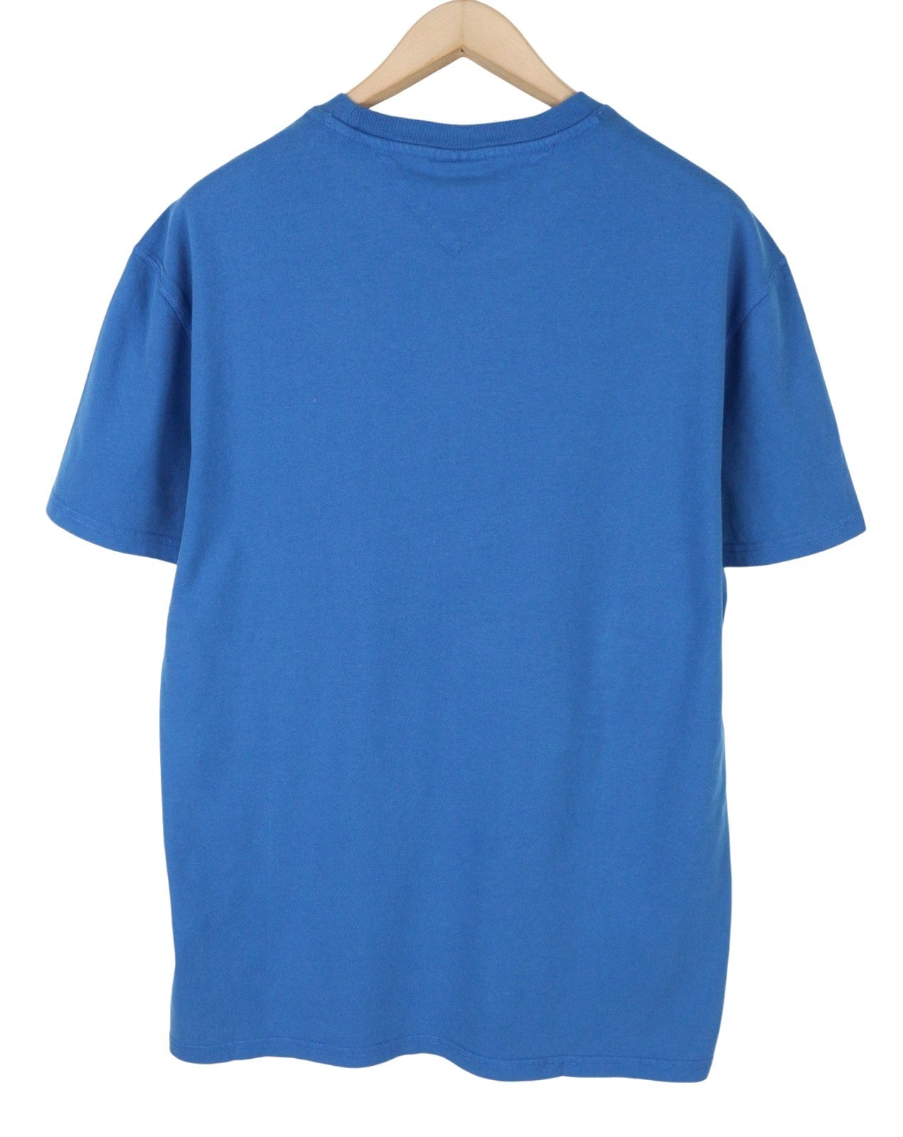 TOMMY HILFIGER Men T-Shirt M Blue Crew Neck Front Logo Tricot Short Sleeve