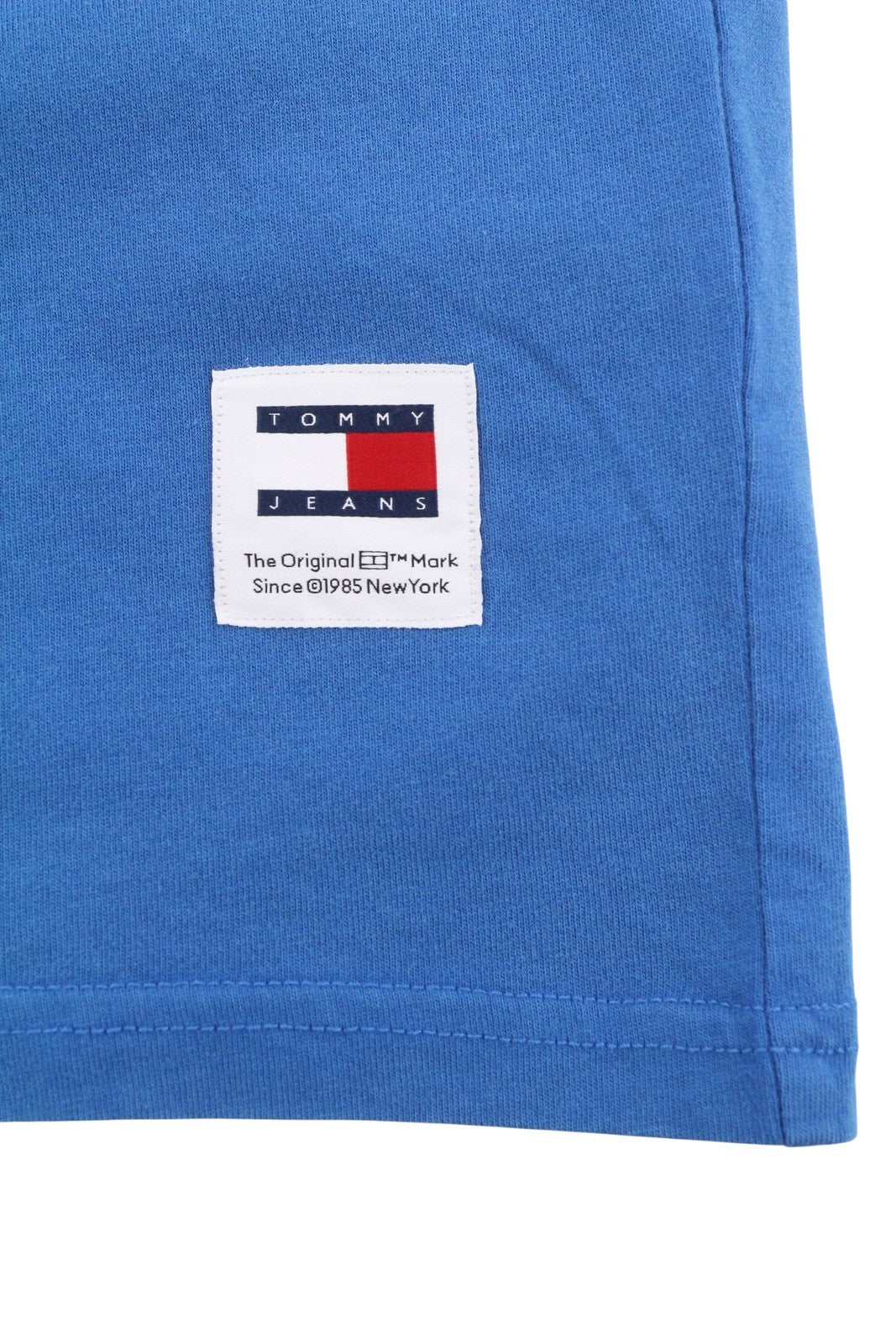 TOMMY HILFIGER Men T-Shirt M Blue Crew Neck Front Logo Tricot Short Sleeve