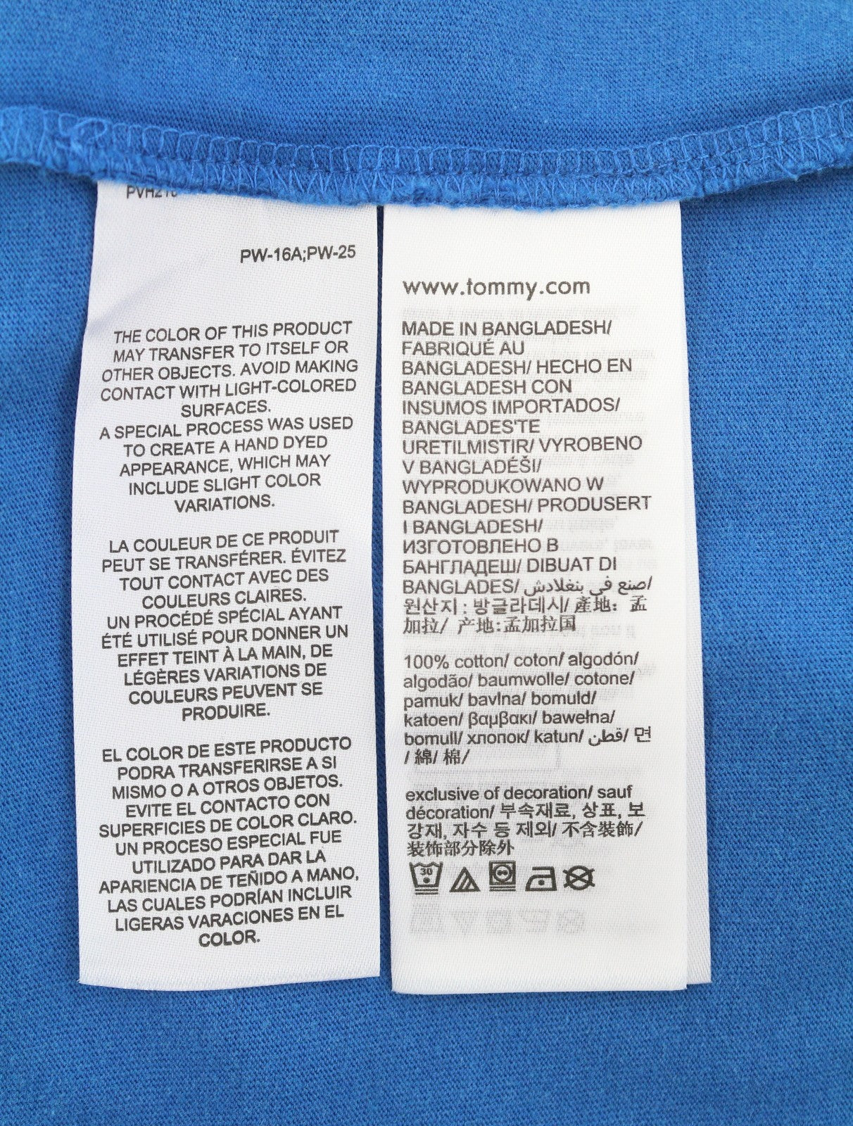 TOMMY HILFIGER Men T-Shirt M Blue Crew Neck Front Logo Tricot Short Sleeve