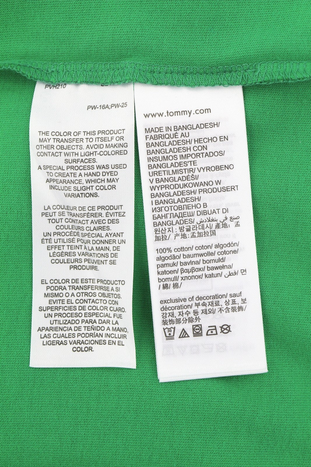 TOMMY HILFIGER Men T-Shirt XL Green Crew Neck Front Logo Tricot Short Sleeve