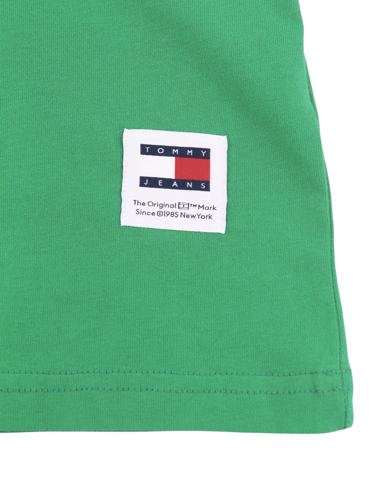 TOMMY HILFIGER Men T-Shirt L Green Crew Neck Front Logo Tricot Short Sleeve