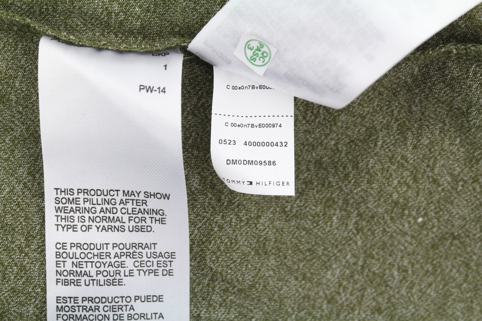 TOMMY HILFIGER Slim Jaspe C Ne Men T-Shirt 2XL Olive Green Melange Crew Neck