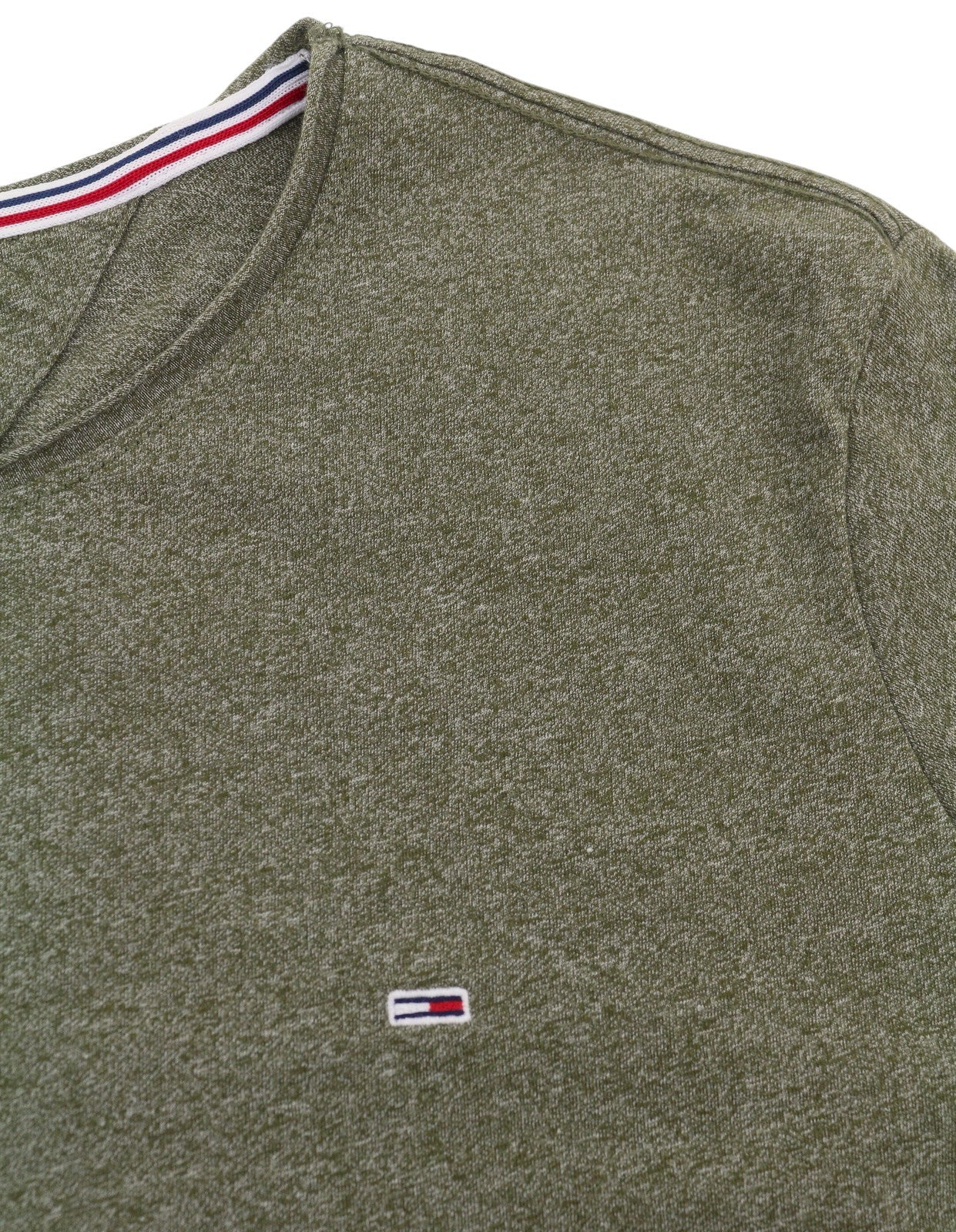 TOMMY HILFIGER Slim Jaspe C Ne Men T-Shirt 2XL Olive Green Melange Crew Neck