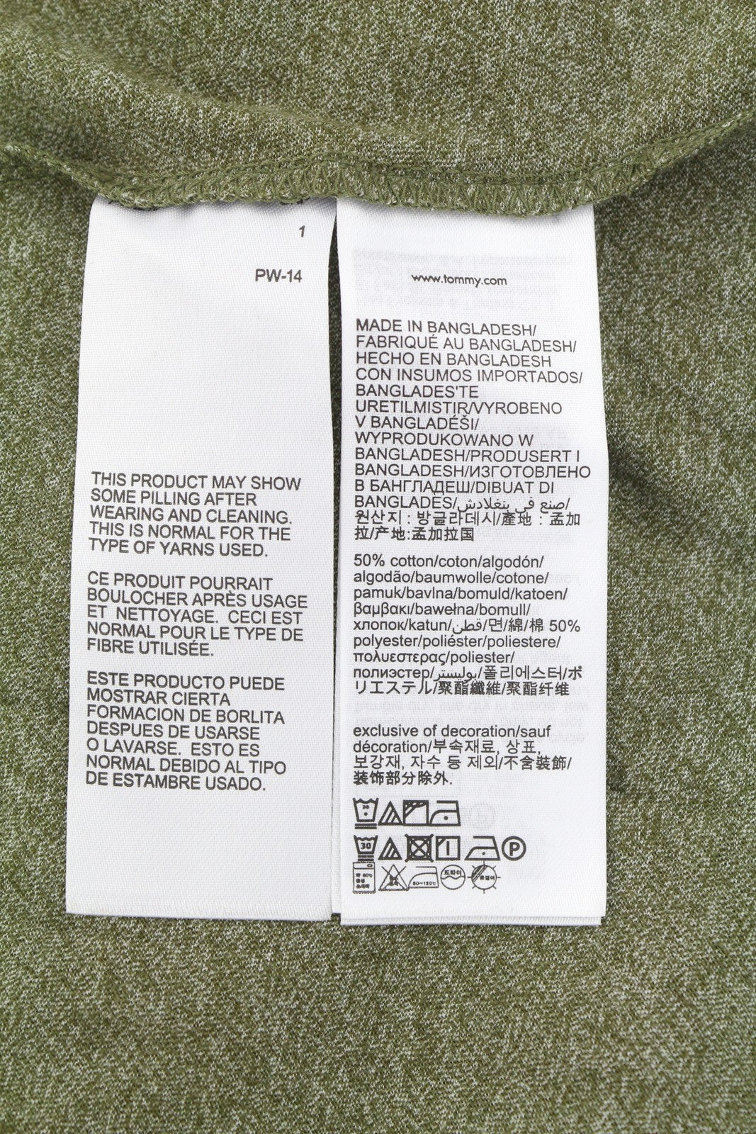 TOMMY HILFIGER Slim Jaspe C Ne Men T-Shirt 2XL Olive Green Melange Crew Neck