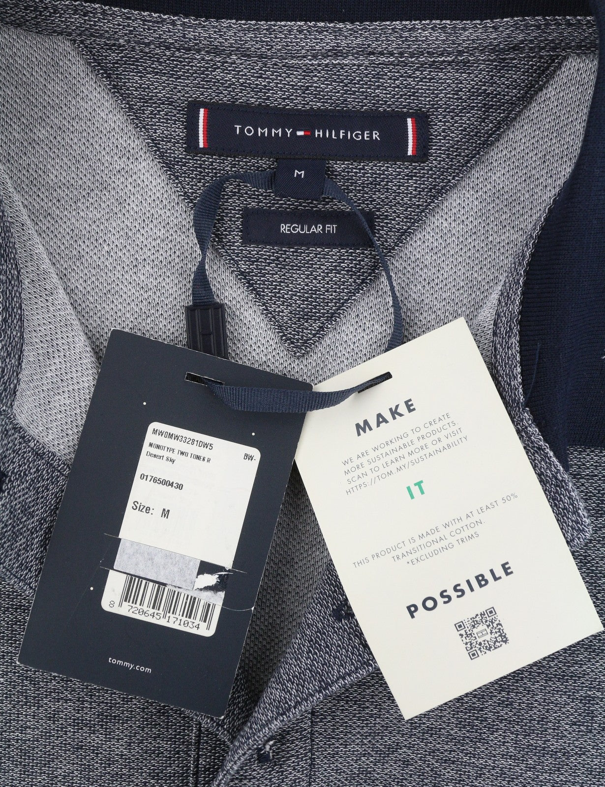 TOMMY HILFIGER Monotype Two Tones Men Polos M Desert Sky Patterned Short Sleeve