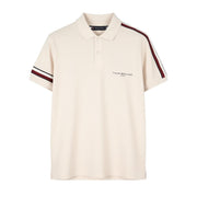 TOMMY HILFIGER Global Stripe Sleeve Men Polos XL Feather White Short Sleeve