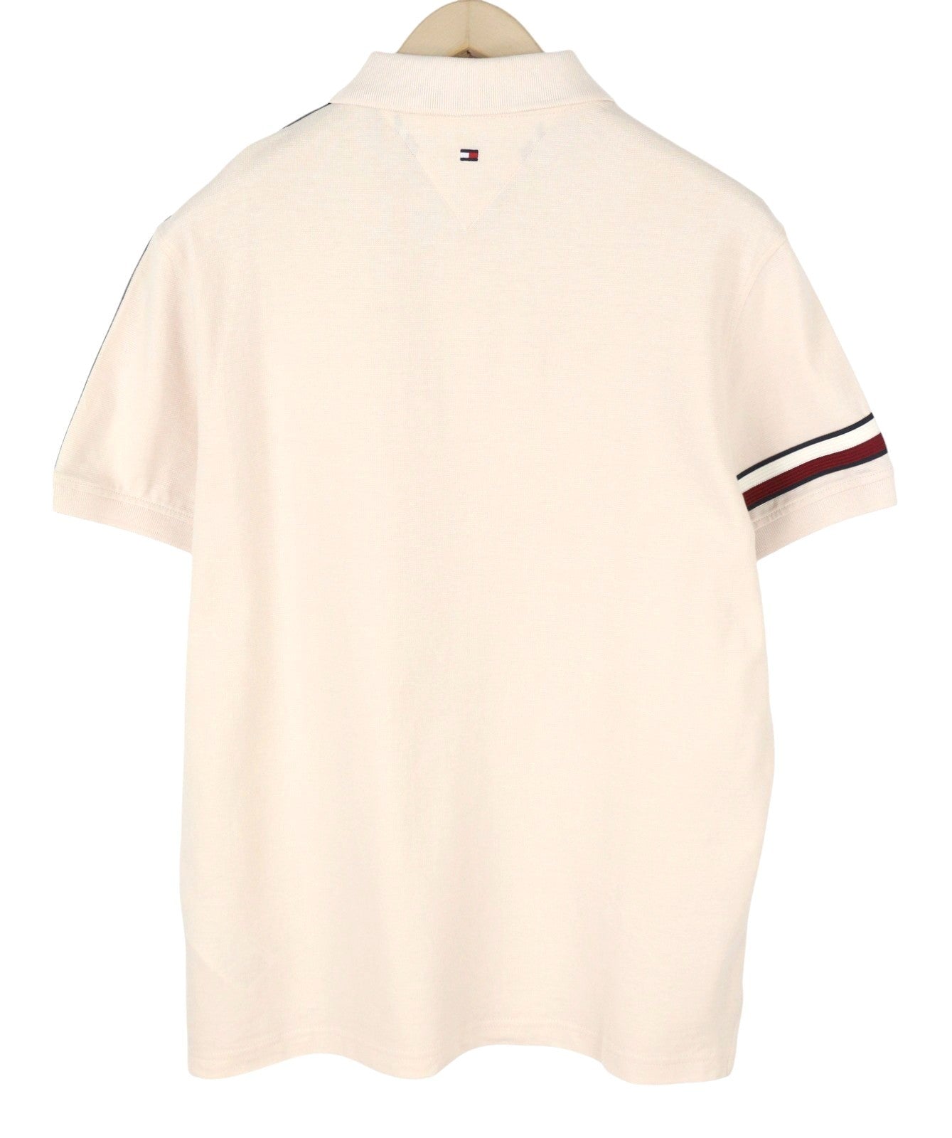 TOMMY HILFIGER Global Stripe Sleeve Men Polos L Feather White Short Sleeve