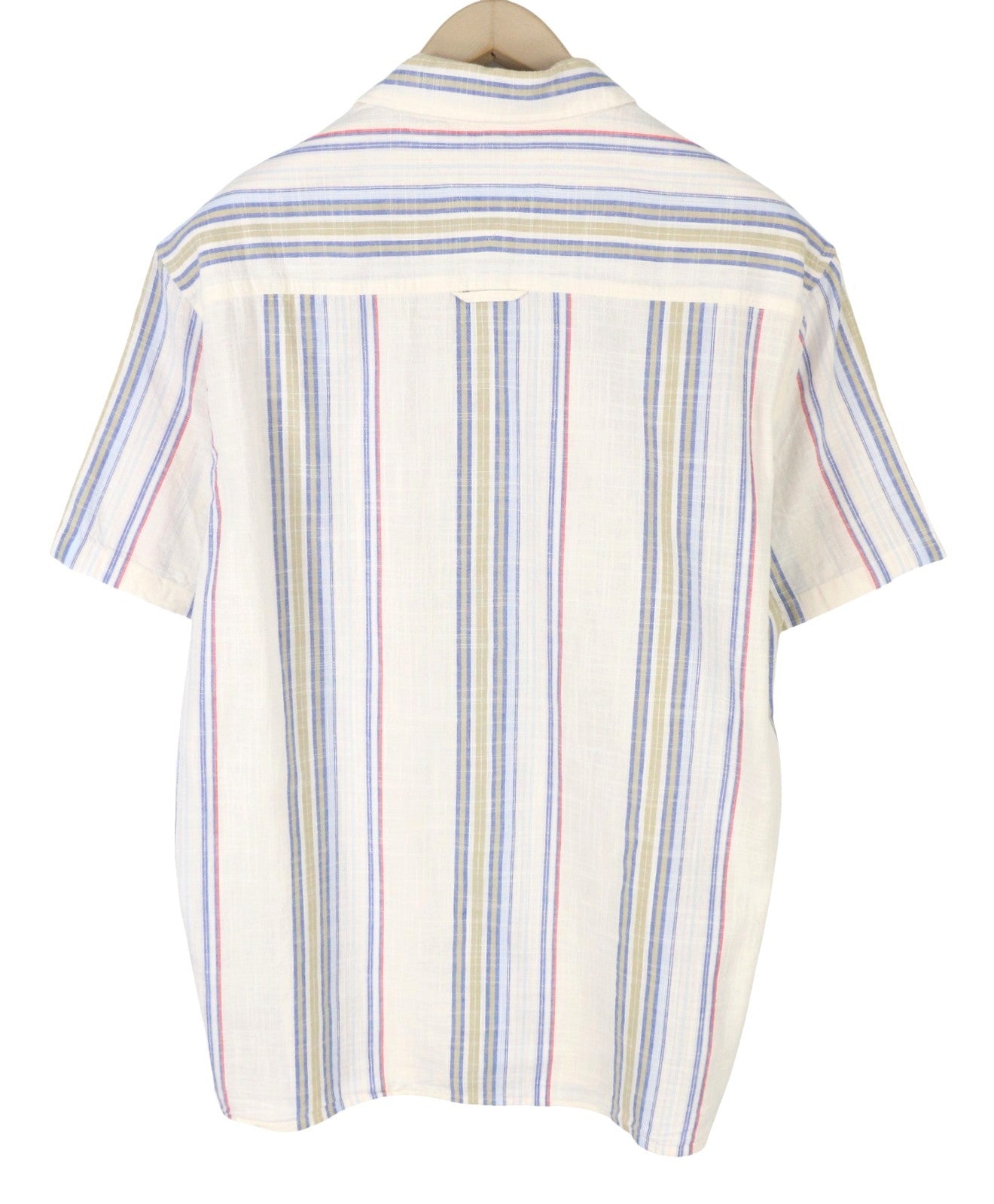 TOMMY HILFIGER Reg Slub Stripe Men Shirt 2XL Colourful Spread Neck Short Sleeve
