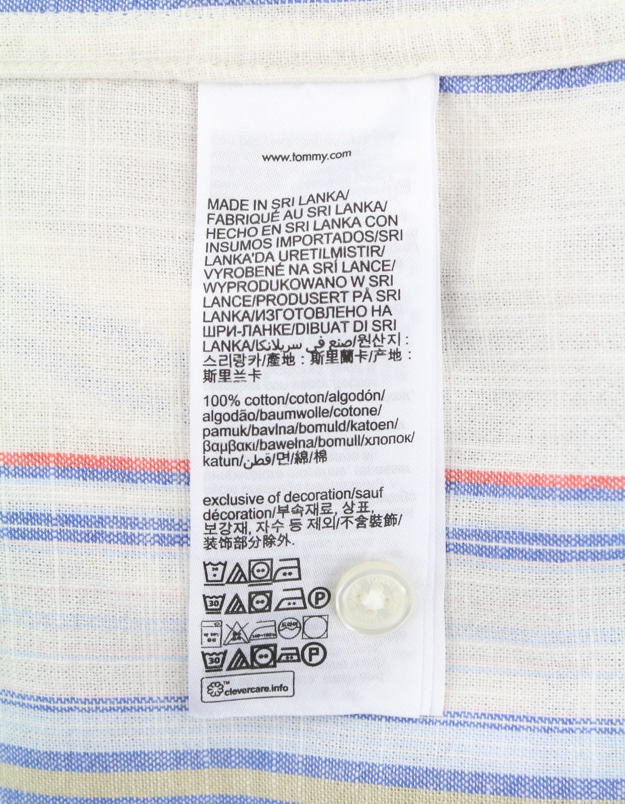 TOMMY HILFIGER Reg Slub Stripe Men Shirt M Colourful Spread Neck Short Sleeve