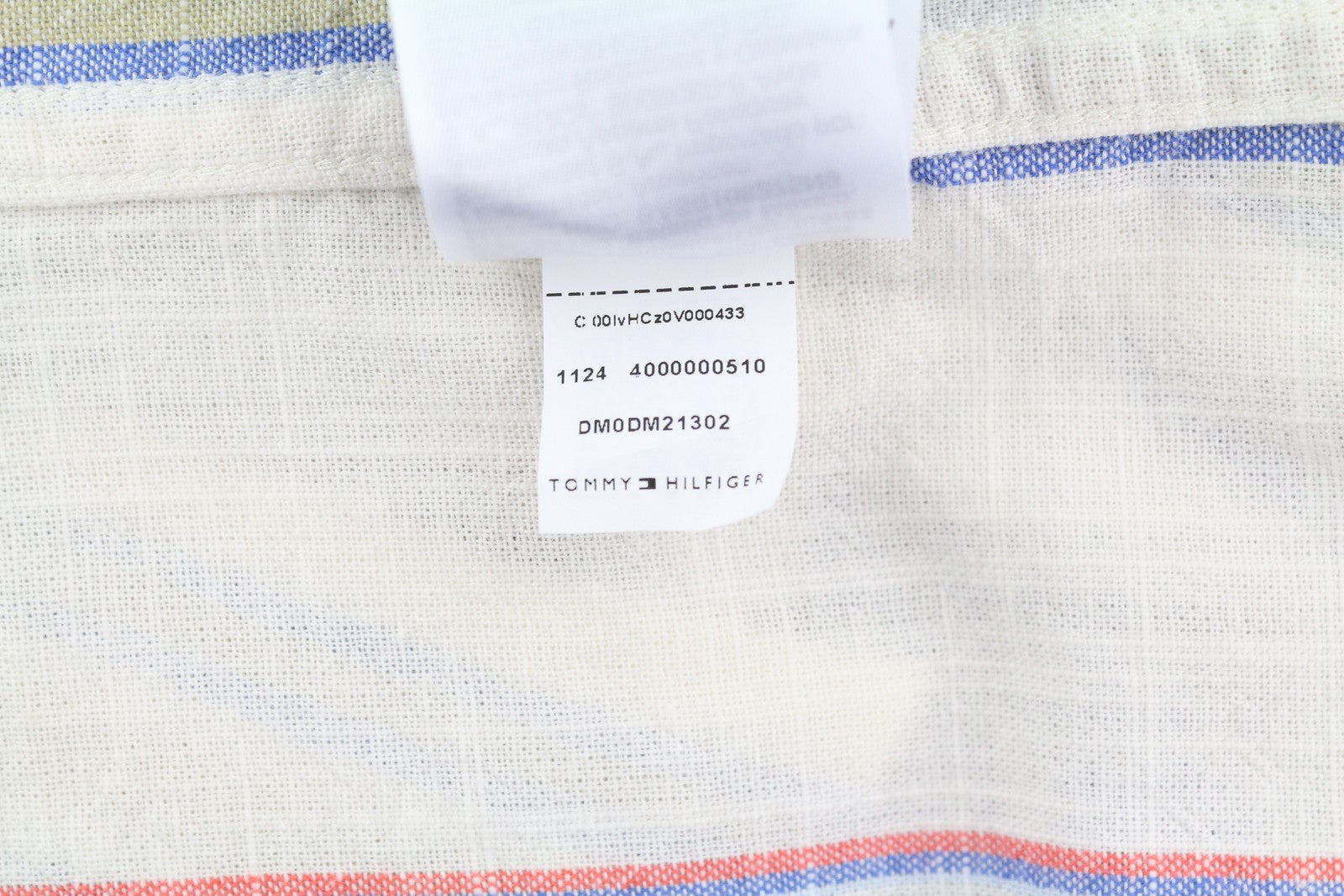 TOMMY HILFIGER Reg Slub Stripe Men Shirt M Colourful Spread Neck Short Sleeve