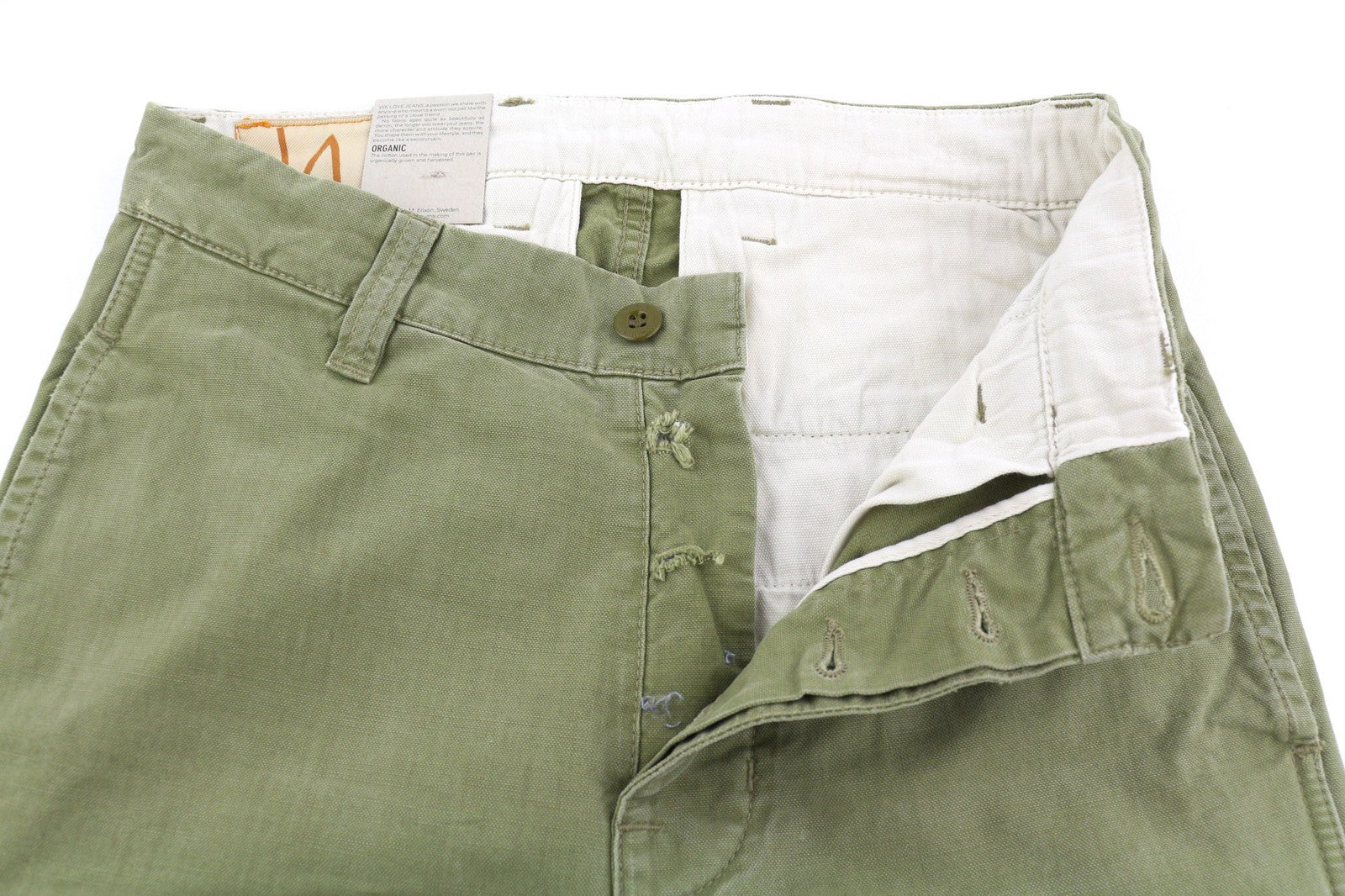 NUDIE JEANS Loose Alvar Women's W26/L32 Beech Green Washed Button Jeans