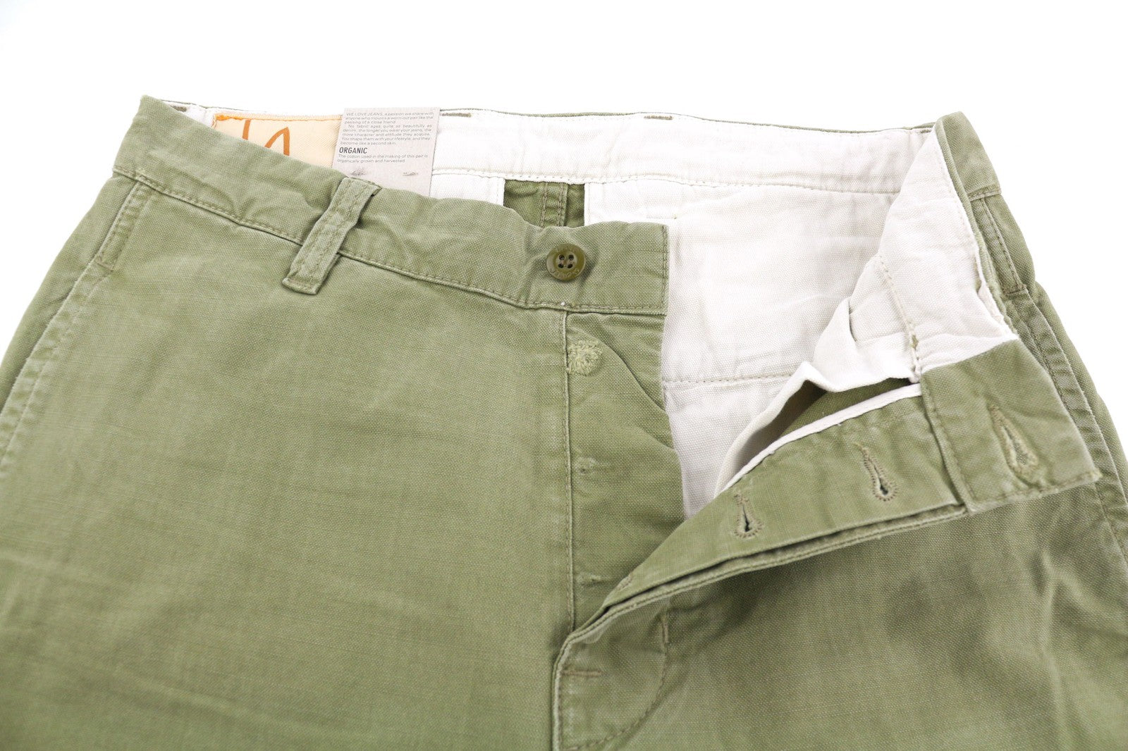 NUDIE JEANS Loose Alvar Men's W28/L32 Beech Green Washed Button Denim