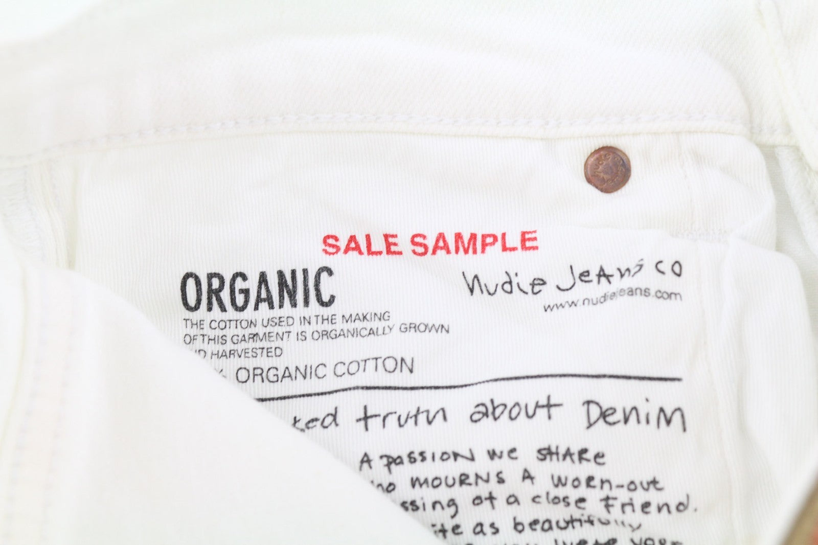 NUDIE JEANS Long John Men's W28/L32 Blazing White Organic Slim Denim Jeans