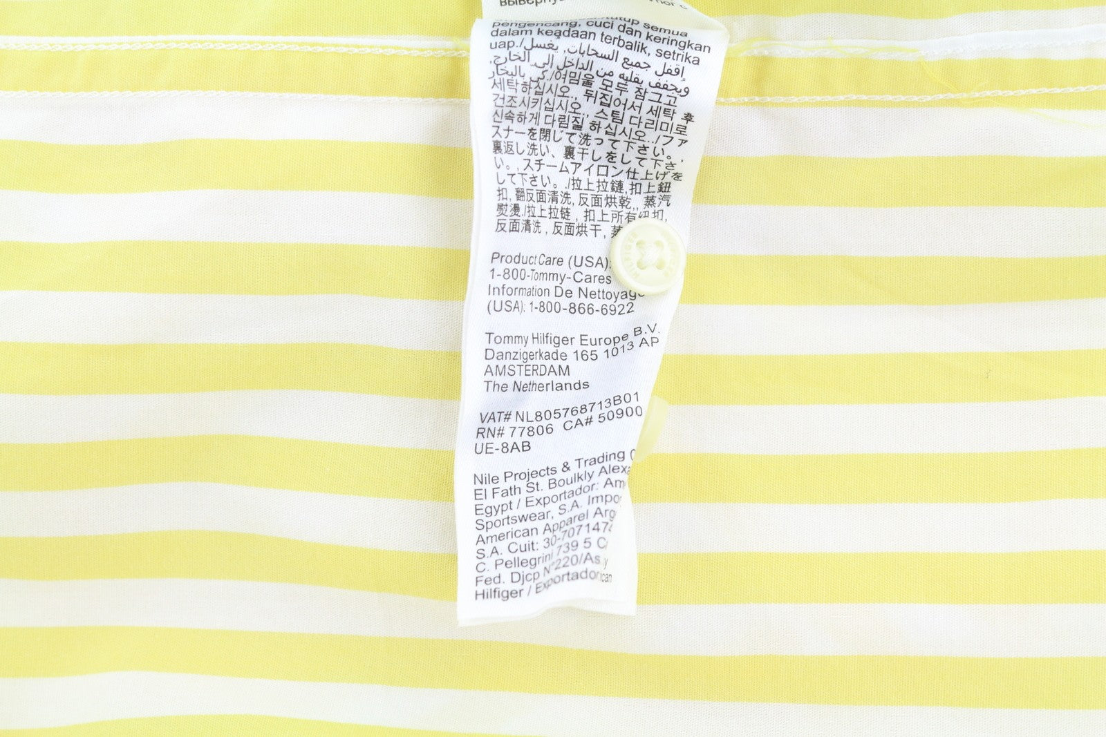 TOMMY HILFIGER THFlex Poplin Bold Men Shirt 2XL Yellow Striped Button-Down Neck