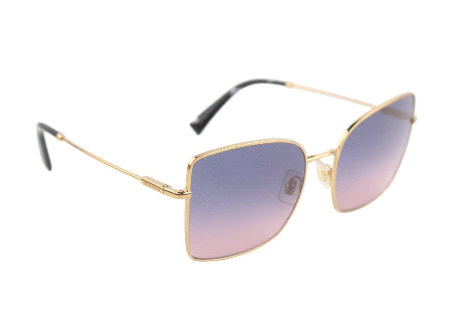 MIU MIU 51WS Women's Sunglasses One Size Butterfly Gold Tone Case and Box