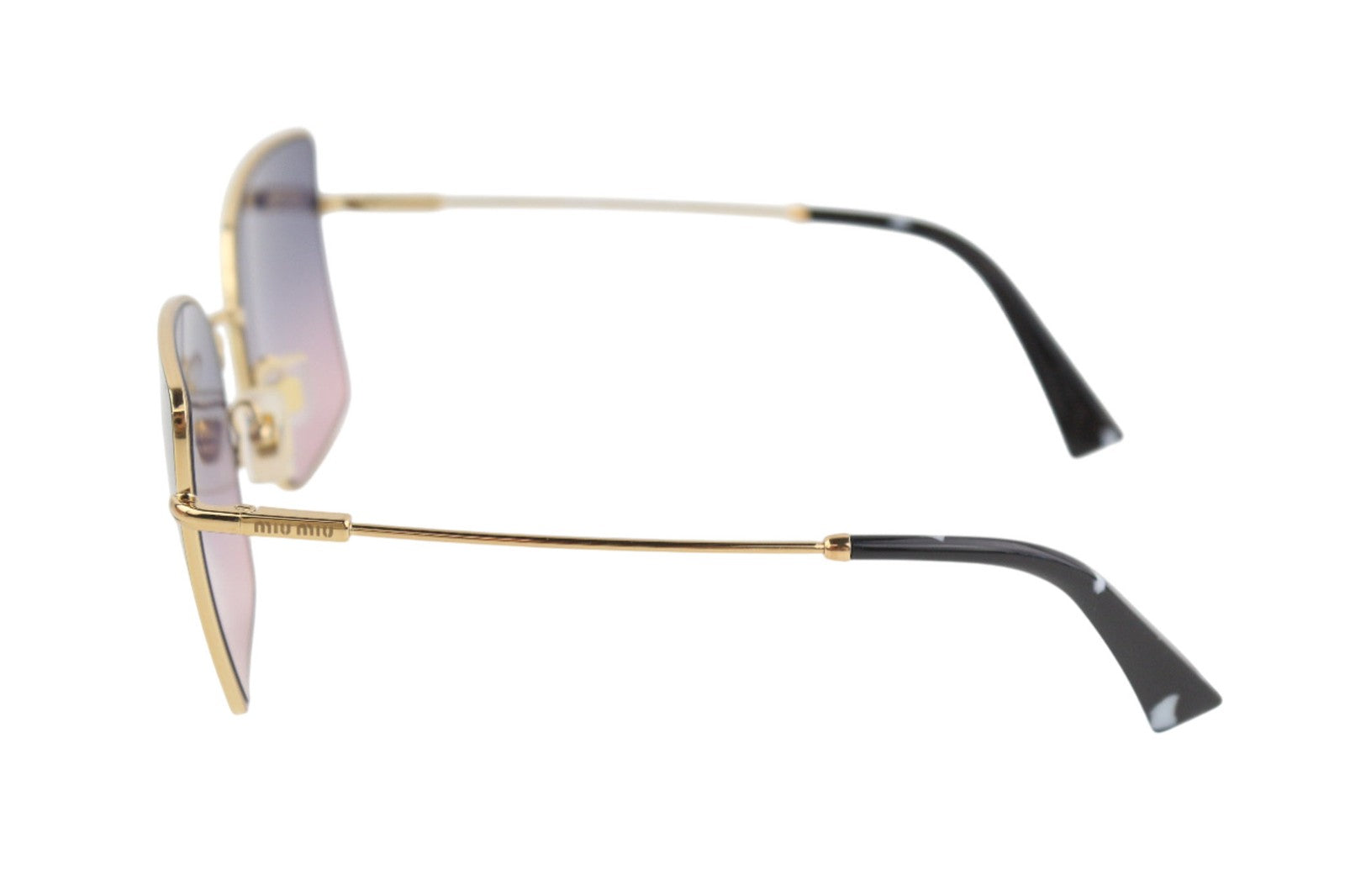 MIU MIU 51WS Women's Sunglasses One Size Butterfly Gold Tone Case and Box