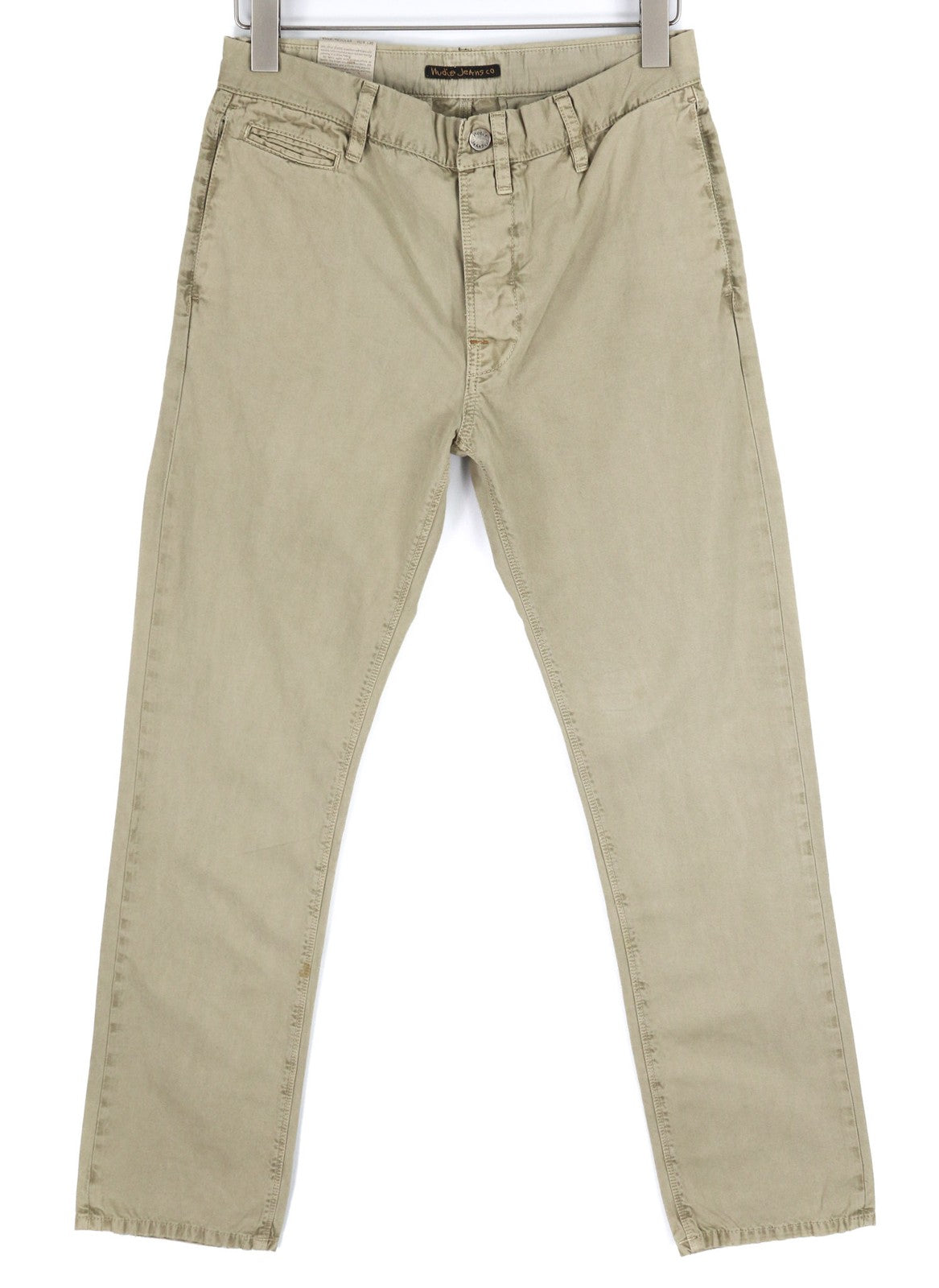 NUDIE JEANS Khaki Regular Men's W29/L30 Beige Chino Button Fly Pocket Trousers