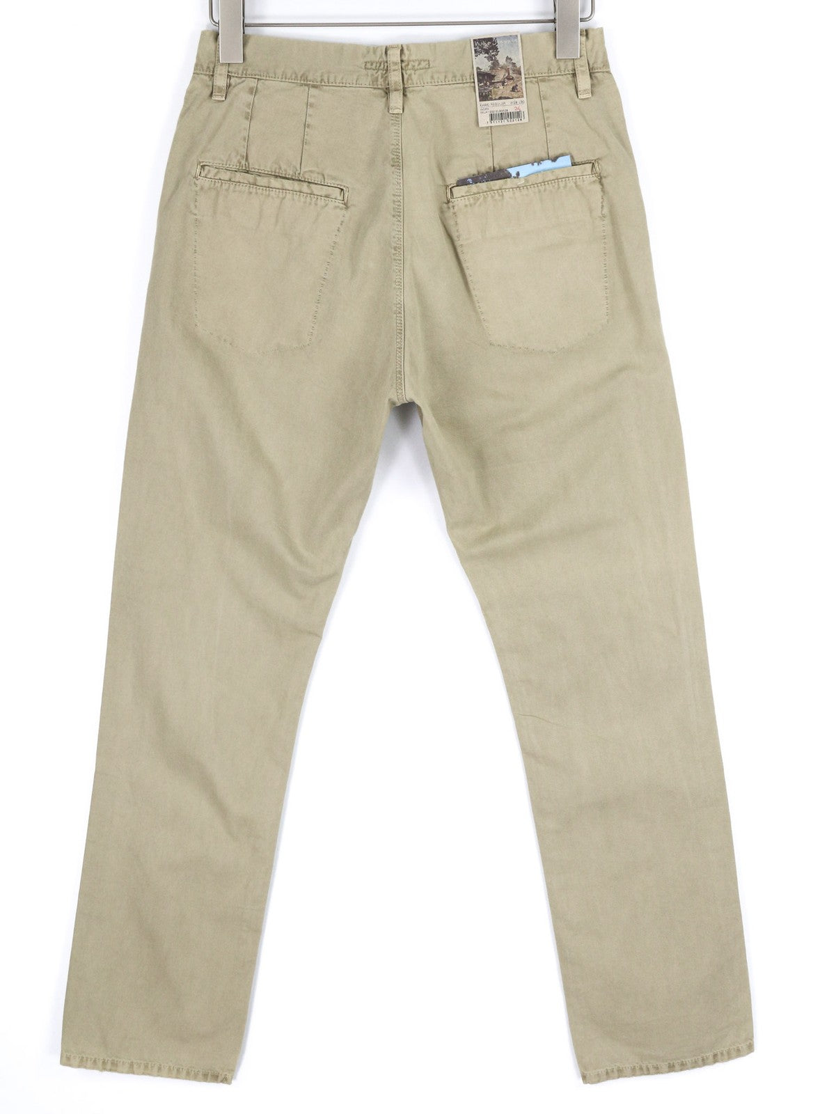 NUDIE JEANS Khaki Regular Men's W29/L30 Beige Chino Button Fly Pocket Trousers