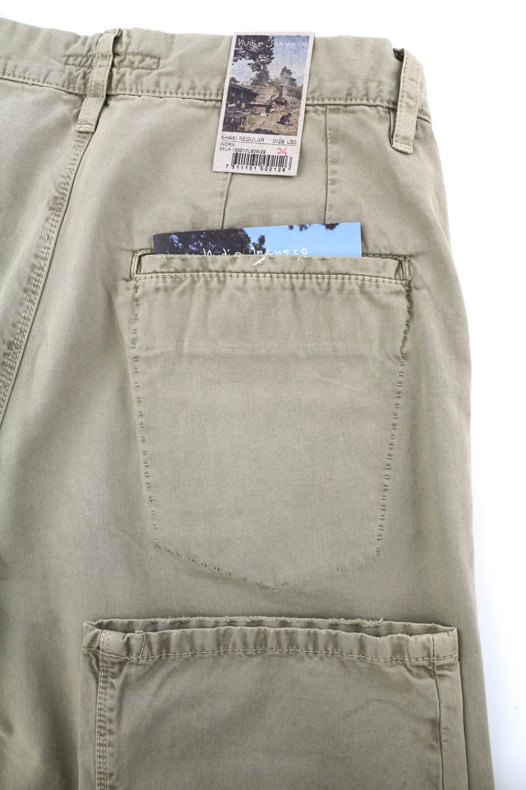NUDIE JEANS Khaki Regular Men's W29/L30 Beige Chino Button Fly Pocket Trousers