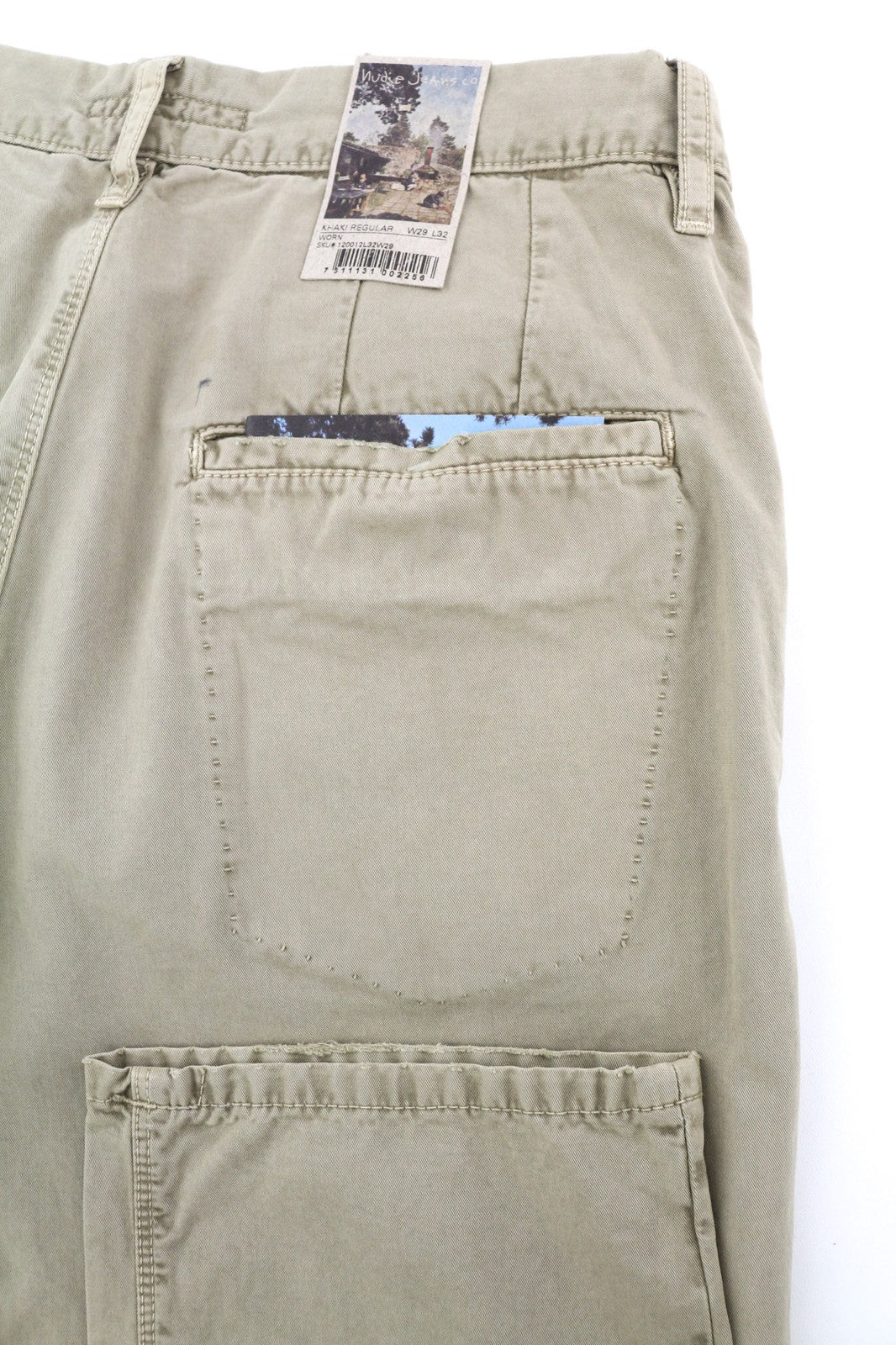NUDIE JEANS Khaki Regular Men's W29/L32 Beige Chino Button Fly Pocket Pants