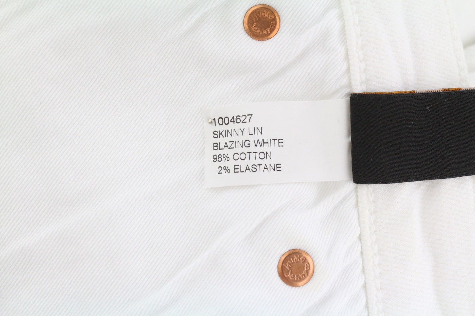 NUDIE JEANS Skinny Lin Men's Jeans W29/L32 Blazing White Denim Zip Logo Finish