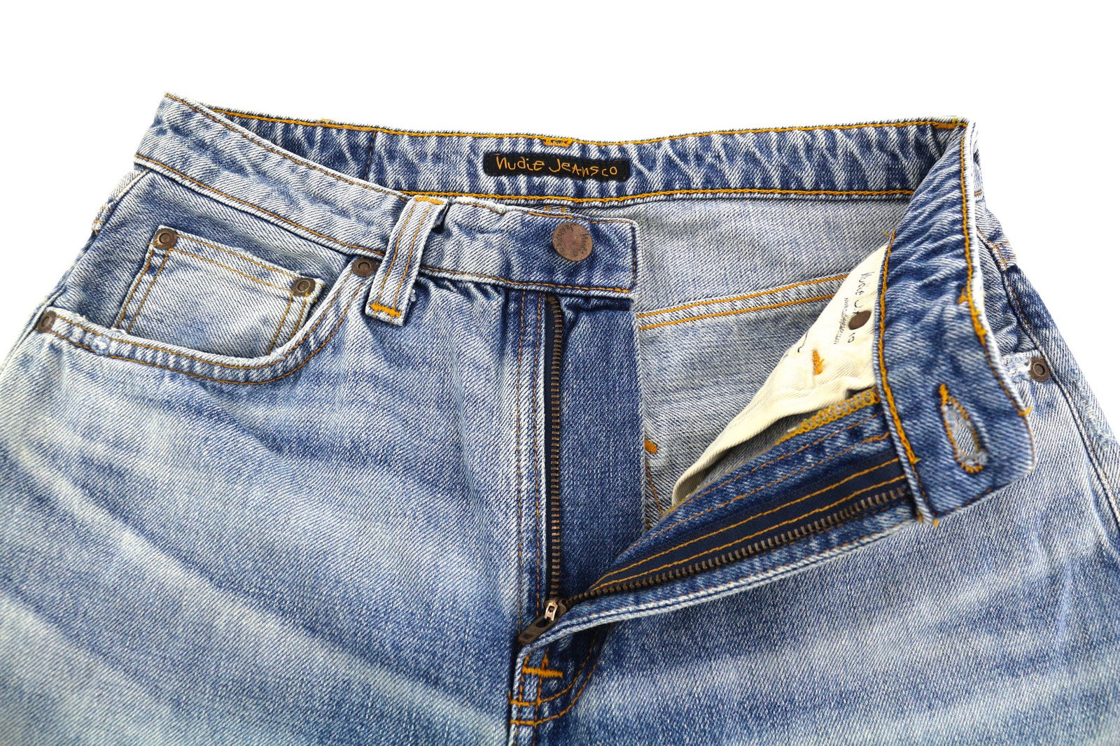 NUDIE JEANS Breezy Britt Women's Jeans W28/L32 Slim Blue Washed Denim Zip Fly