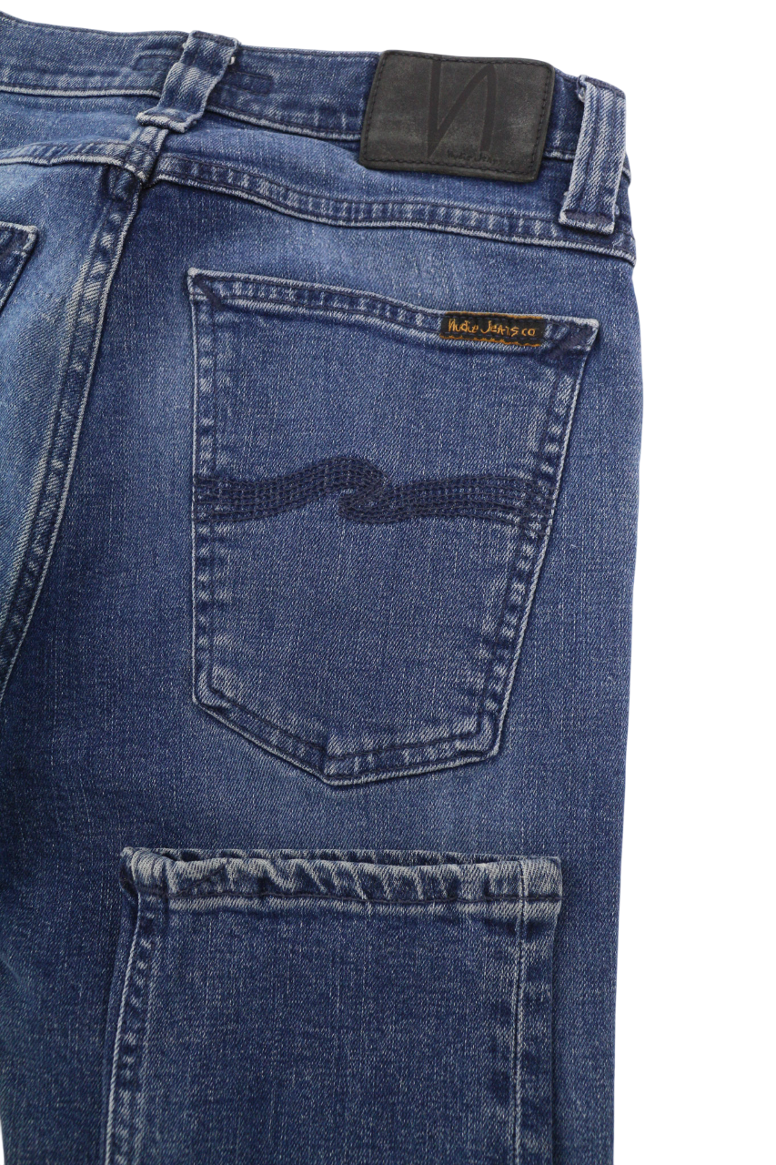 NUDIE JEANS High Kai Men's Jeans W28/L32 Navy Falls Organic Blue Zip Washed