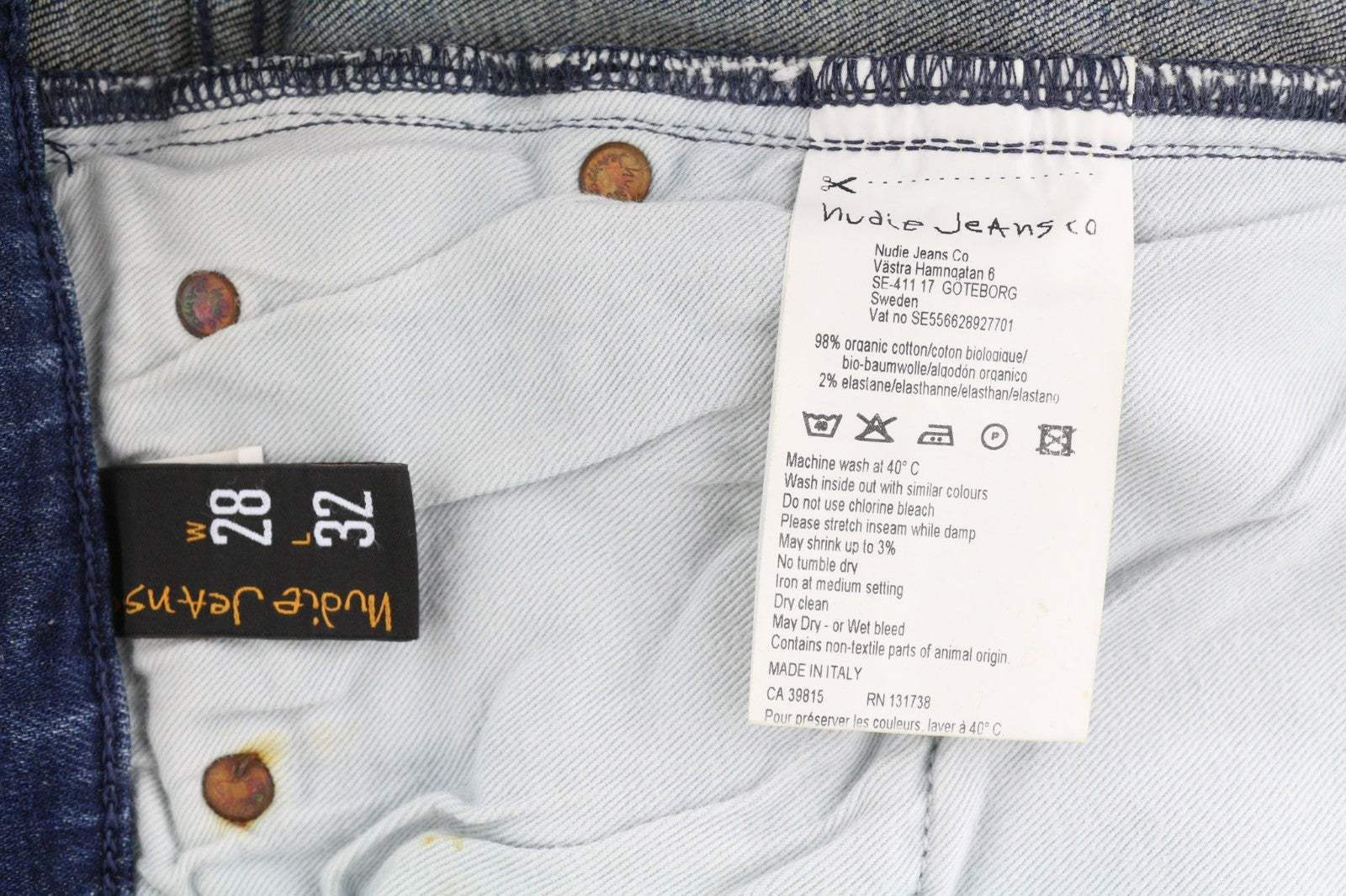 NUDIE JEANS High Kai Men's Jeans W28/L32 Navy Falls Organic Blue Zip Washed