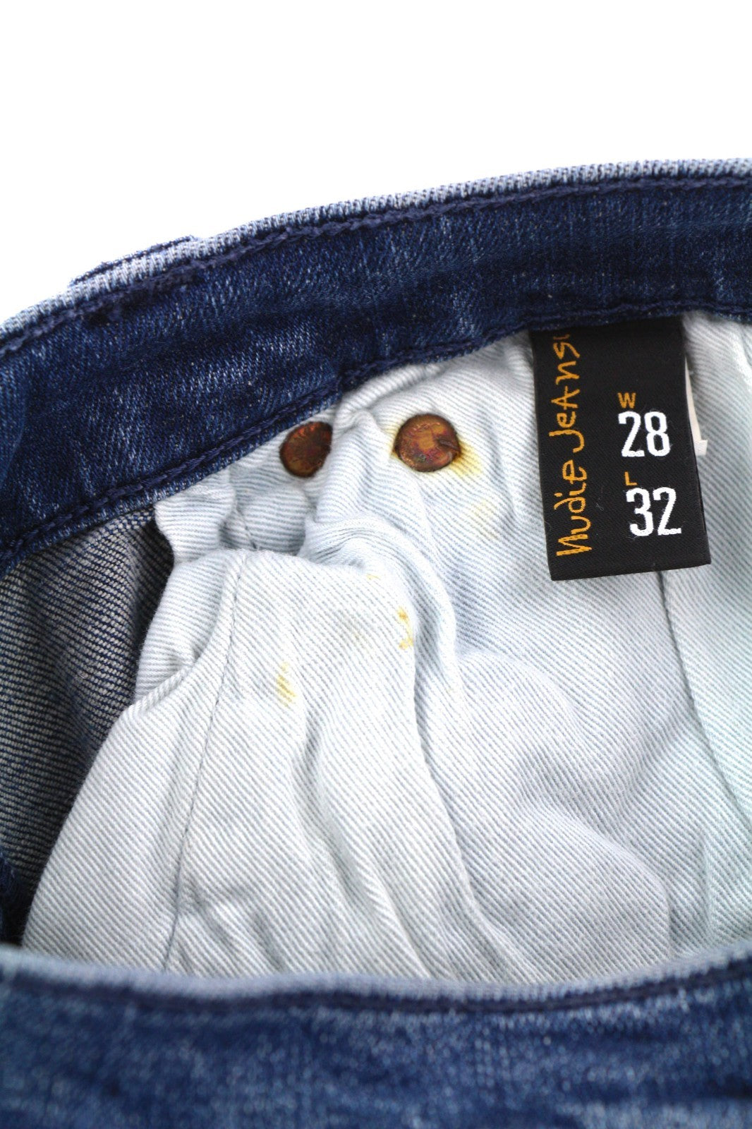 NUDIE JEANS High Kai Men's Jeans W28/L32 Navy Falls Organic Blue Zip Washed