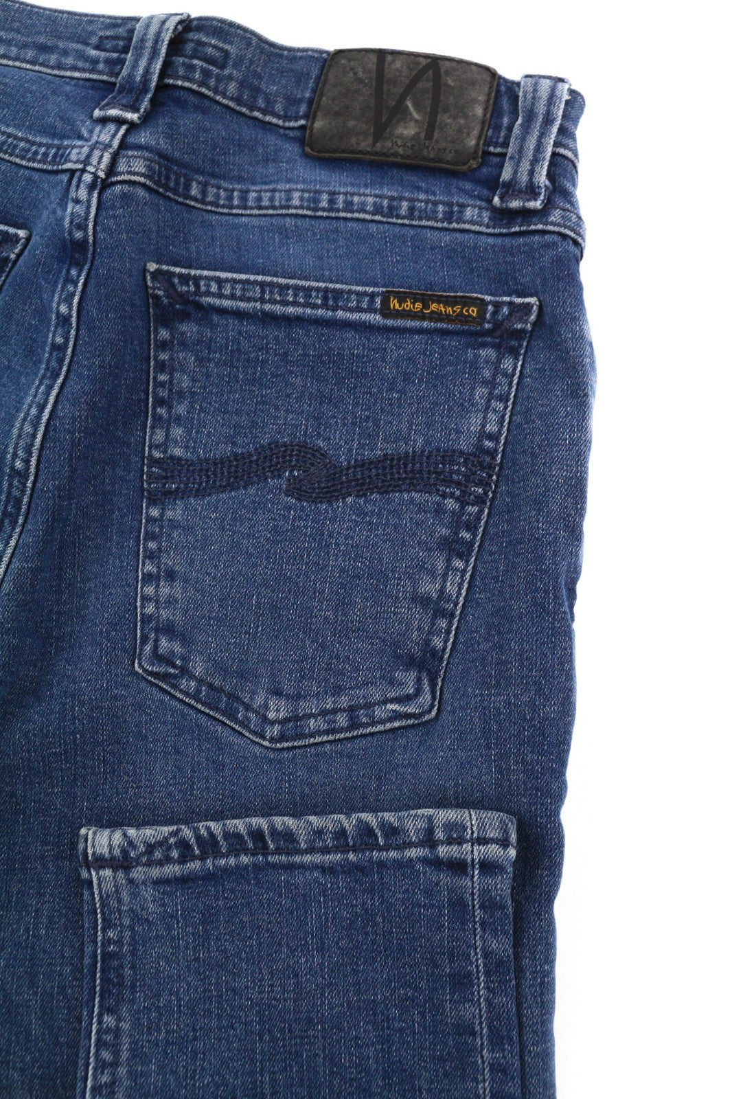 NUDIE JEANS High Kai Men's Jeans W28/L32 Navy Falls Organic Washed Zip Denim