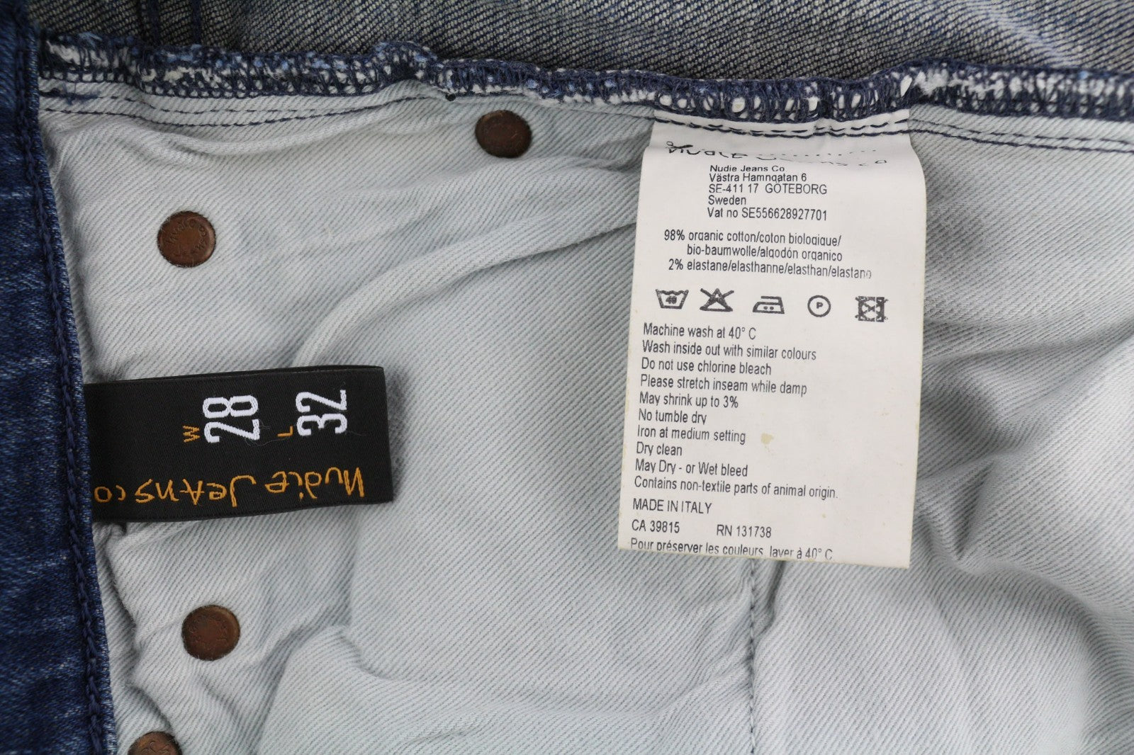 NUDIE JEANS High Kai Men's Jeans W28/L32 Navy Falls Organic Washed Zip Denim