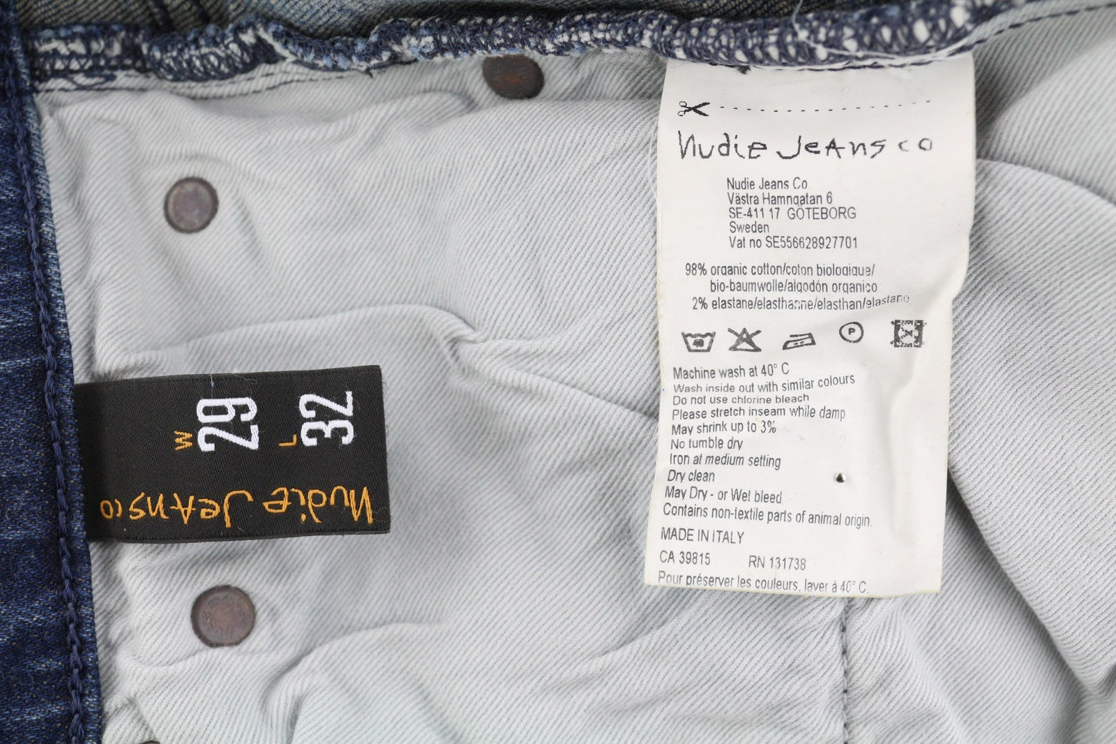 NUDIE JEANS High Kai Men's Jeans W29/L32 Navy Falls Organic Zipper Washed Blue