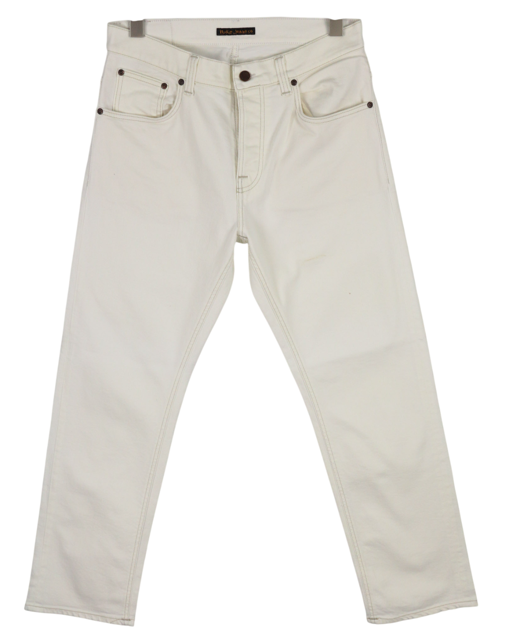 NUDIE JEANS Sleepy Sixten Men's Jeans W30/L30 Ecru Straight Buttoned Denim