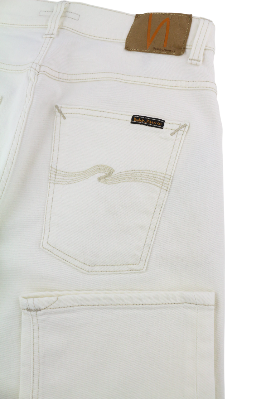 NUDIE JEANS Sleepy Sixten Men's Jeans W30/L30 Ecru Straight Buttoned Denim