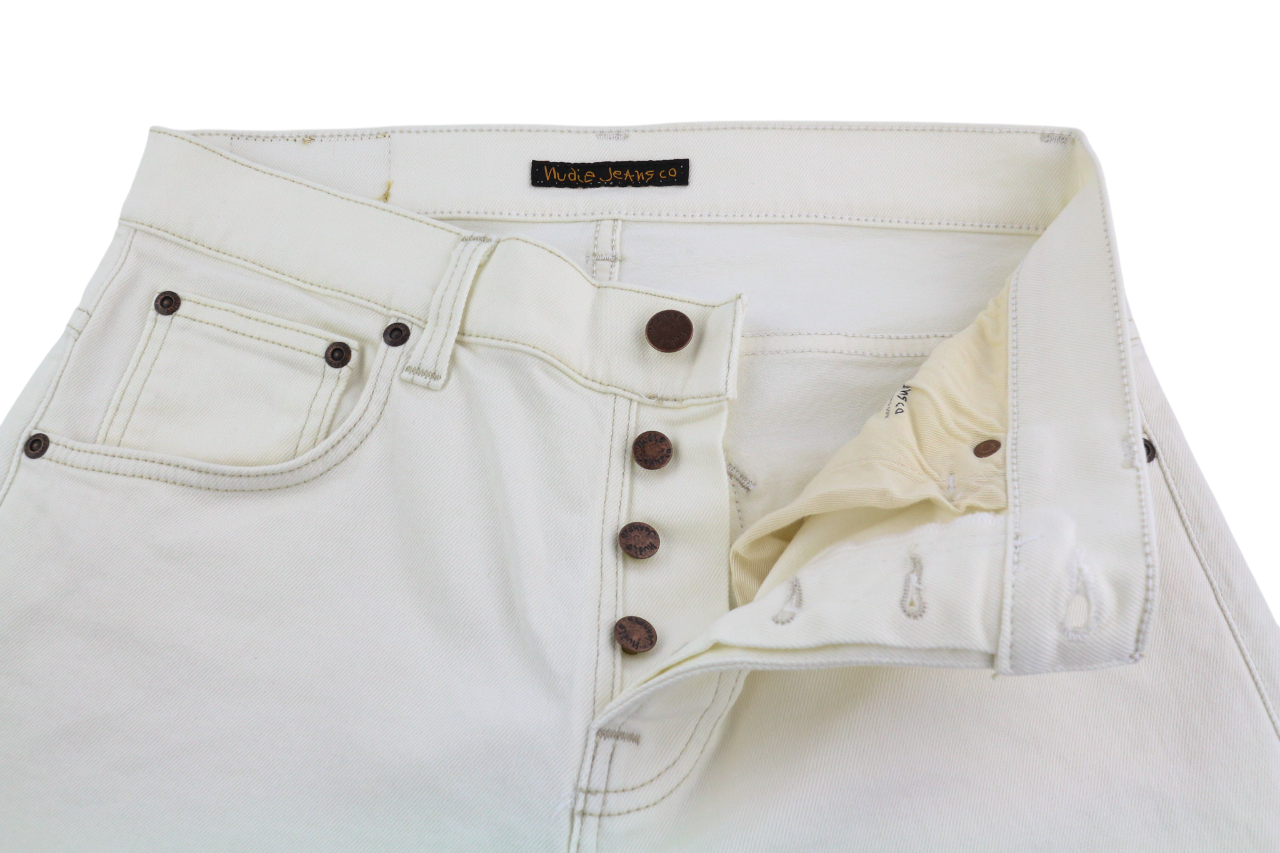 NUDIE JEANS Sleepy Sixten Men's Jeans W28/L30 Ecru Button Fly Straight Denim