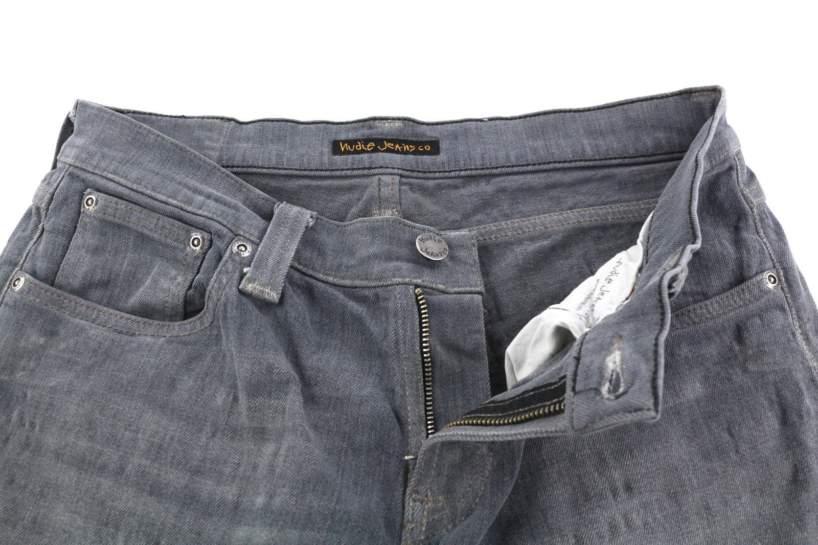 NUDIE JEANS Tight Long John Men's Jeans W34/L32 Charcoal Organic Slim Washed