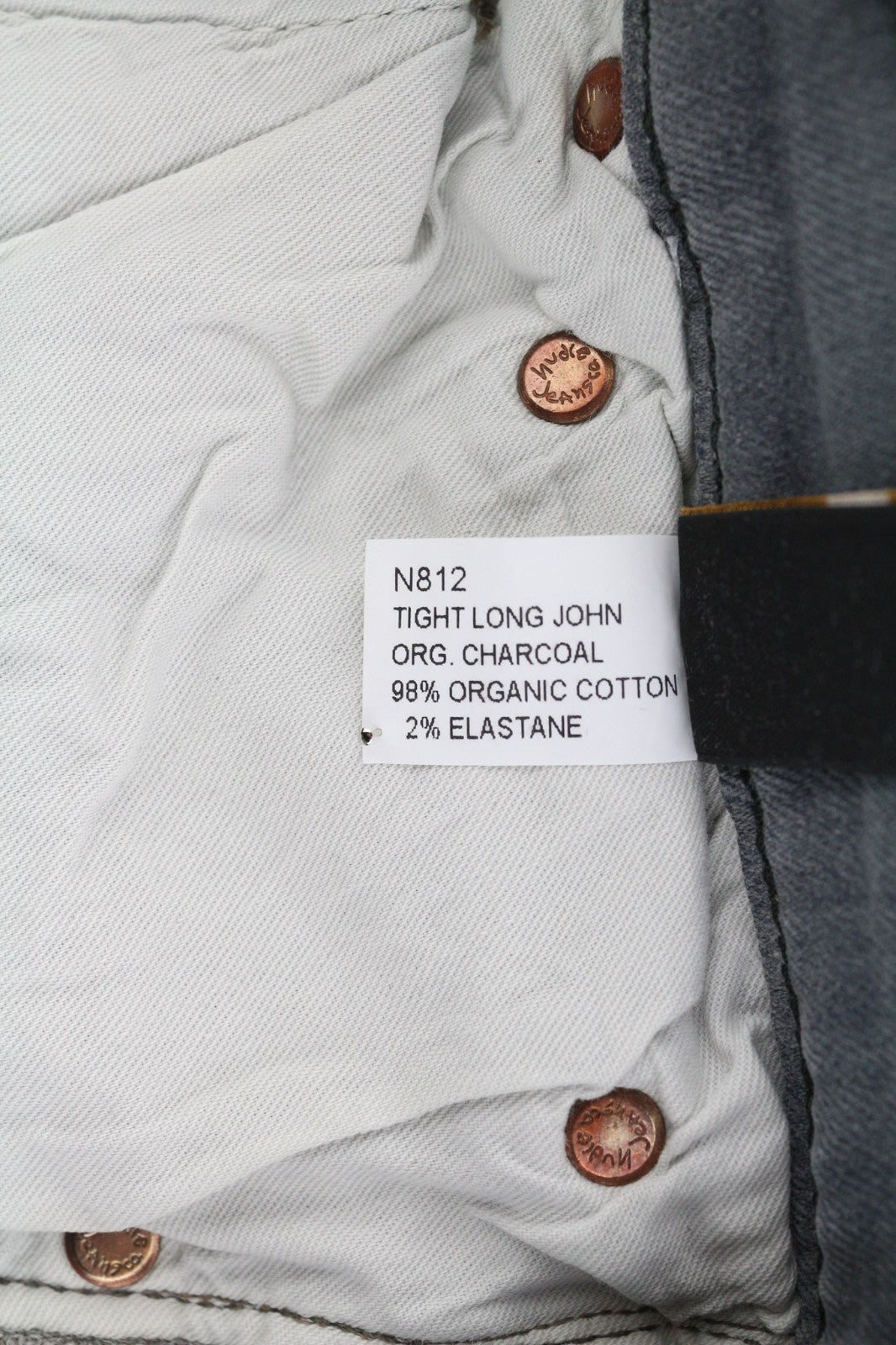 NUDIE JEANS Tight Long John Men's Jeans W30/L32 Charcoal Organic Slim Leg Wash