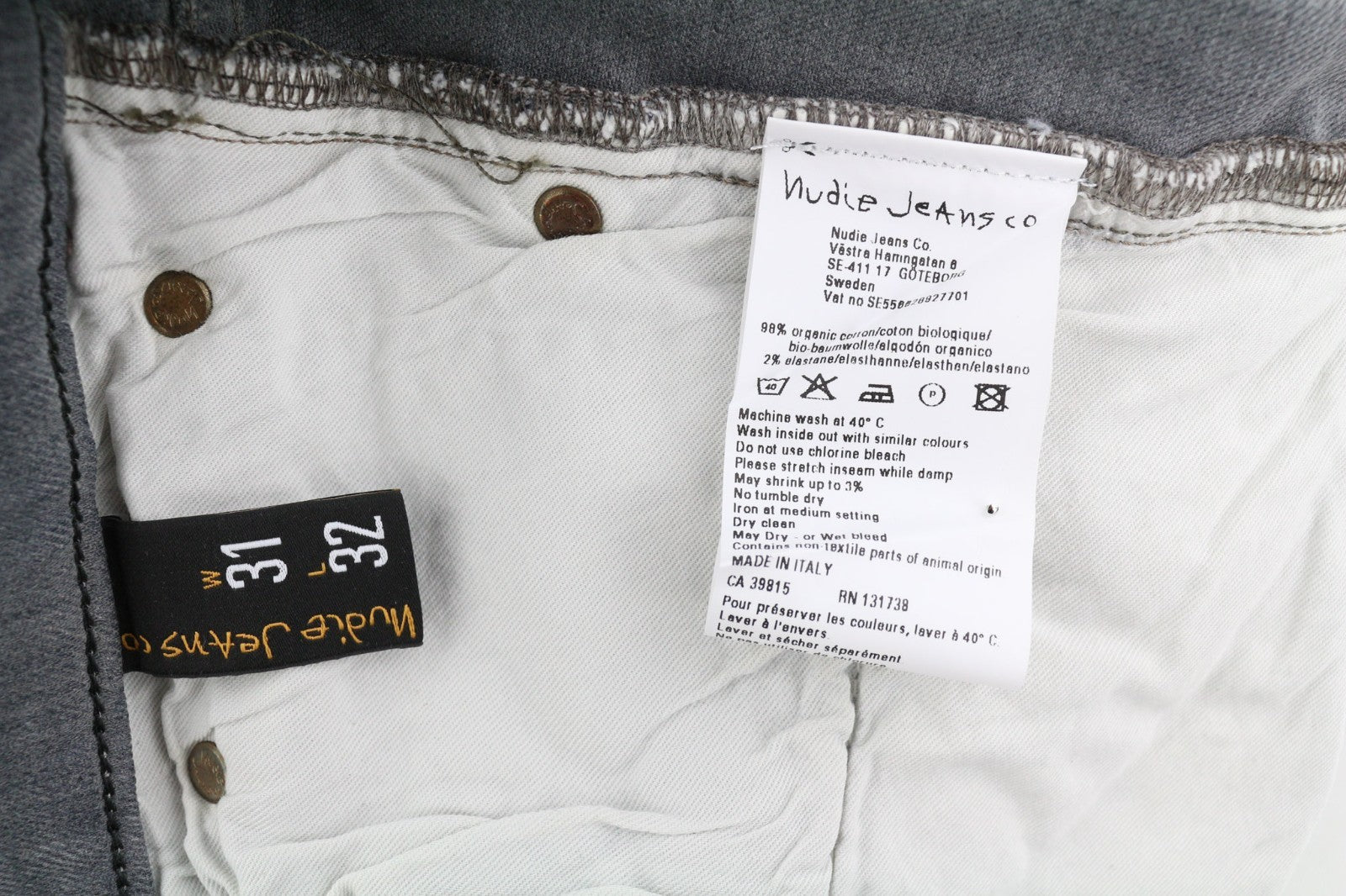 NUDIE JEANS Tight Long John Men's Jeans W31/L32 Charcoal Organic Slim Leg Blue