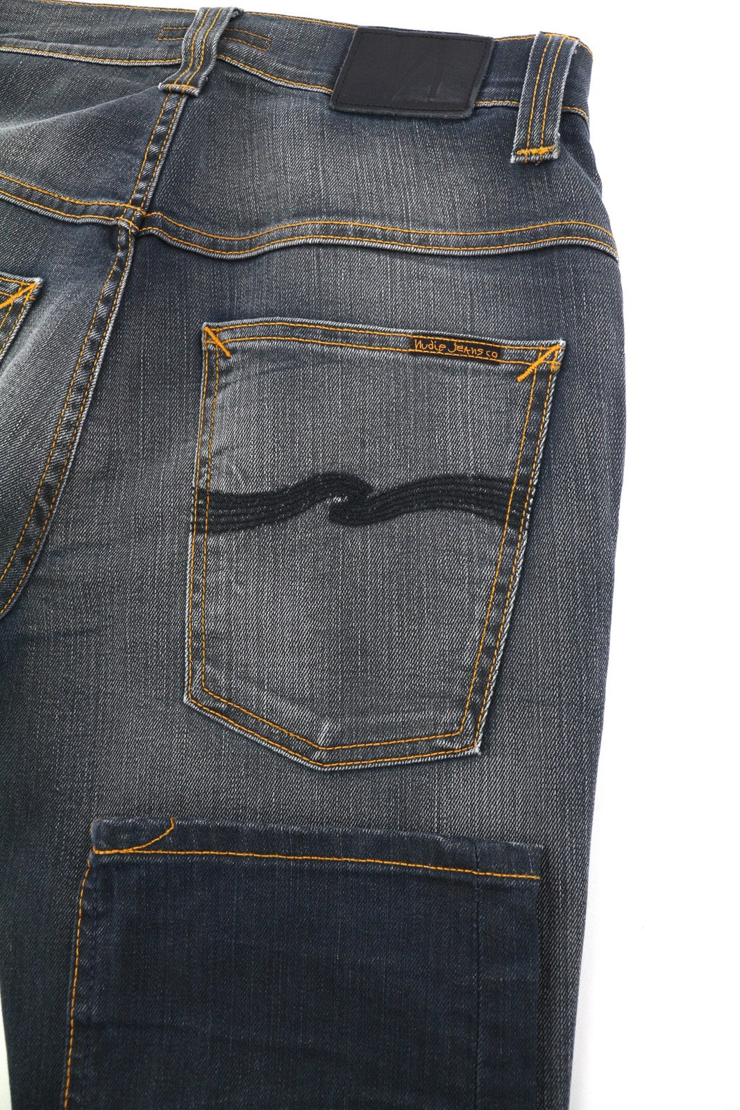 NUDIE JEANS Thin Finn Men's Jeans W31/L32 Grey Authent Washed Dark Zip Denim