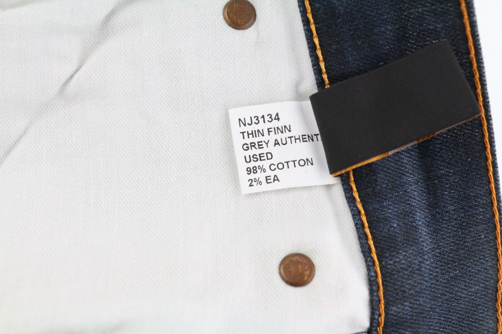 NUDIE JEANS Thin Finn Men's Jeans W32/L32 Grey Authent Dark Wash Zip Logo