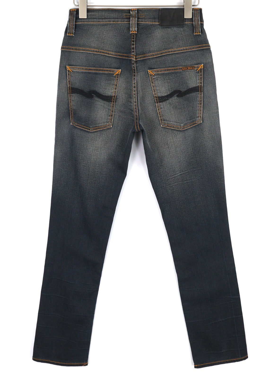 NUDIE JEANS Thin Finn Men's Jeans W32/L32 Grey Authent Dark Denim Zip Finish