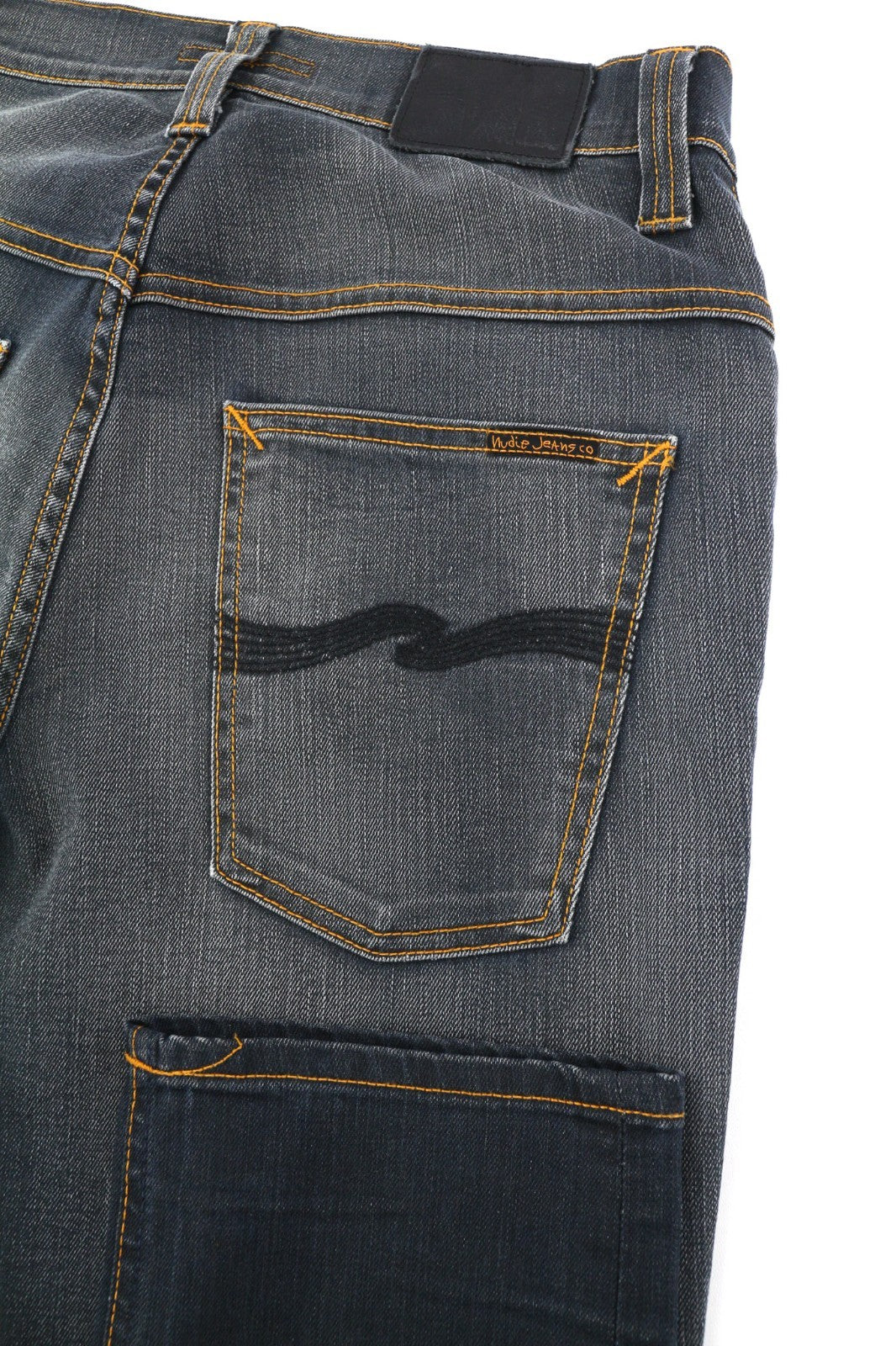 NUDIE JEANS Thin Finn Men's Jeans W32/L32 Grey Authent Dark Denim Zip Finish