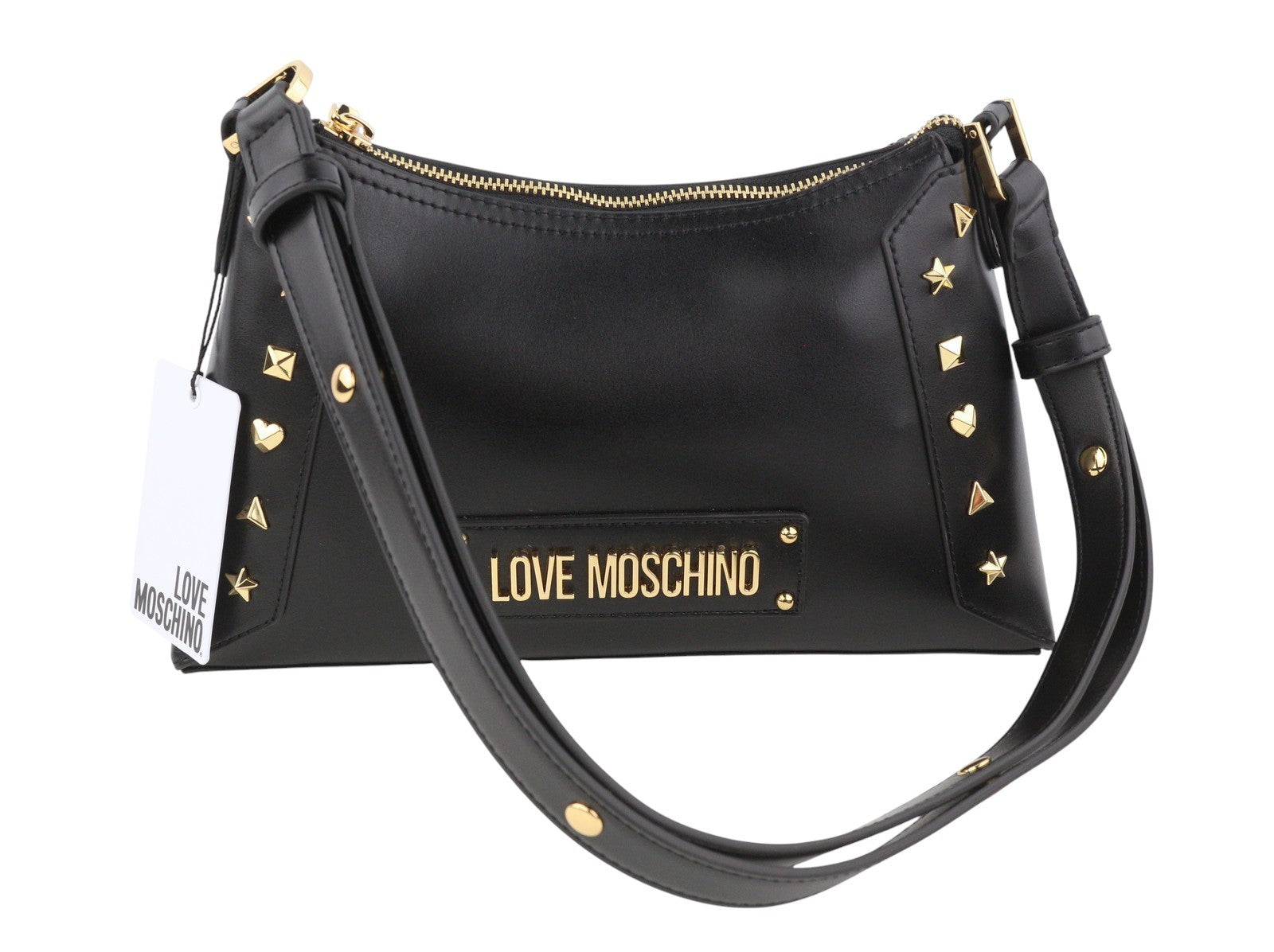 LOVE MOSCHINO Borsa PU Nero+Borchie Women Bag OS Black Gold Tone Detail